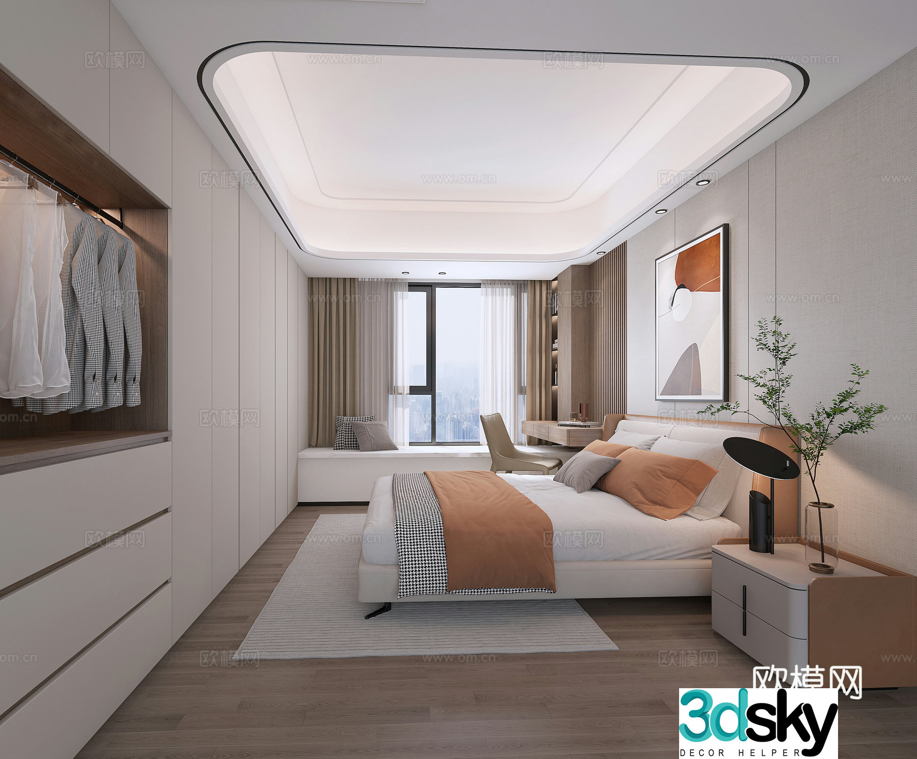 modern bedroom master bedroom main room 3d model
