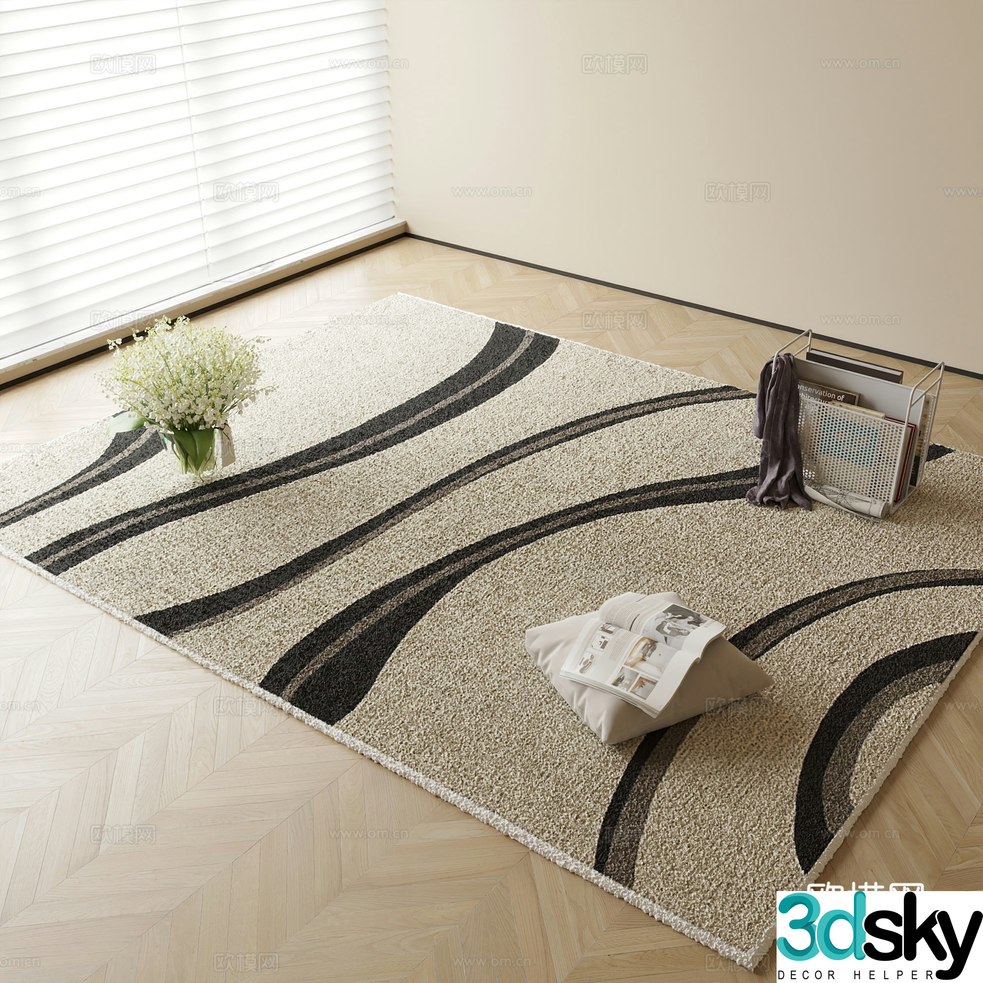 Modern striped carpet 3d model