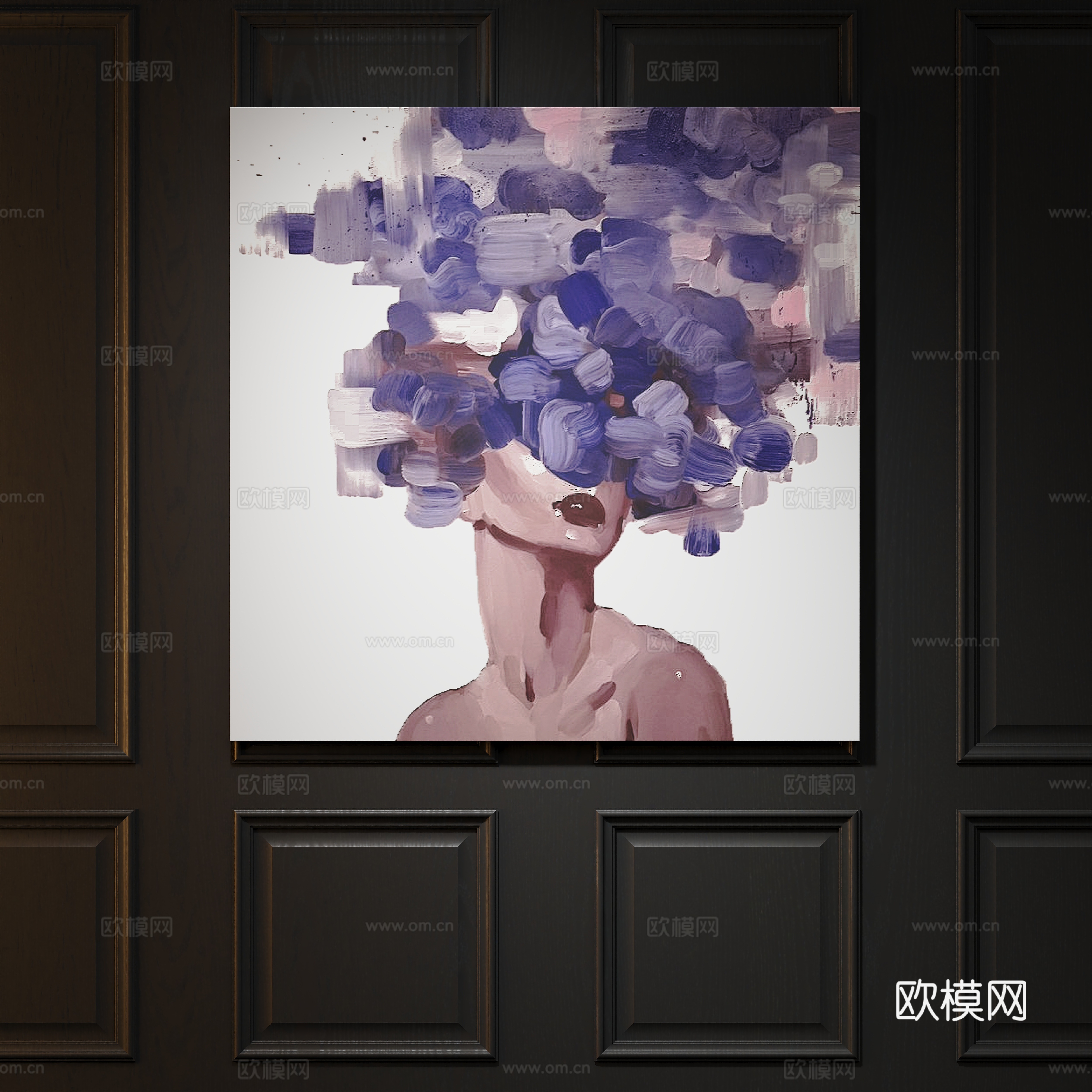 Modern art figure painting decorative painting 3d model