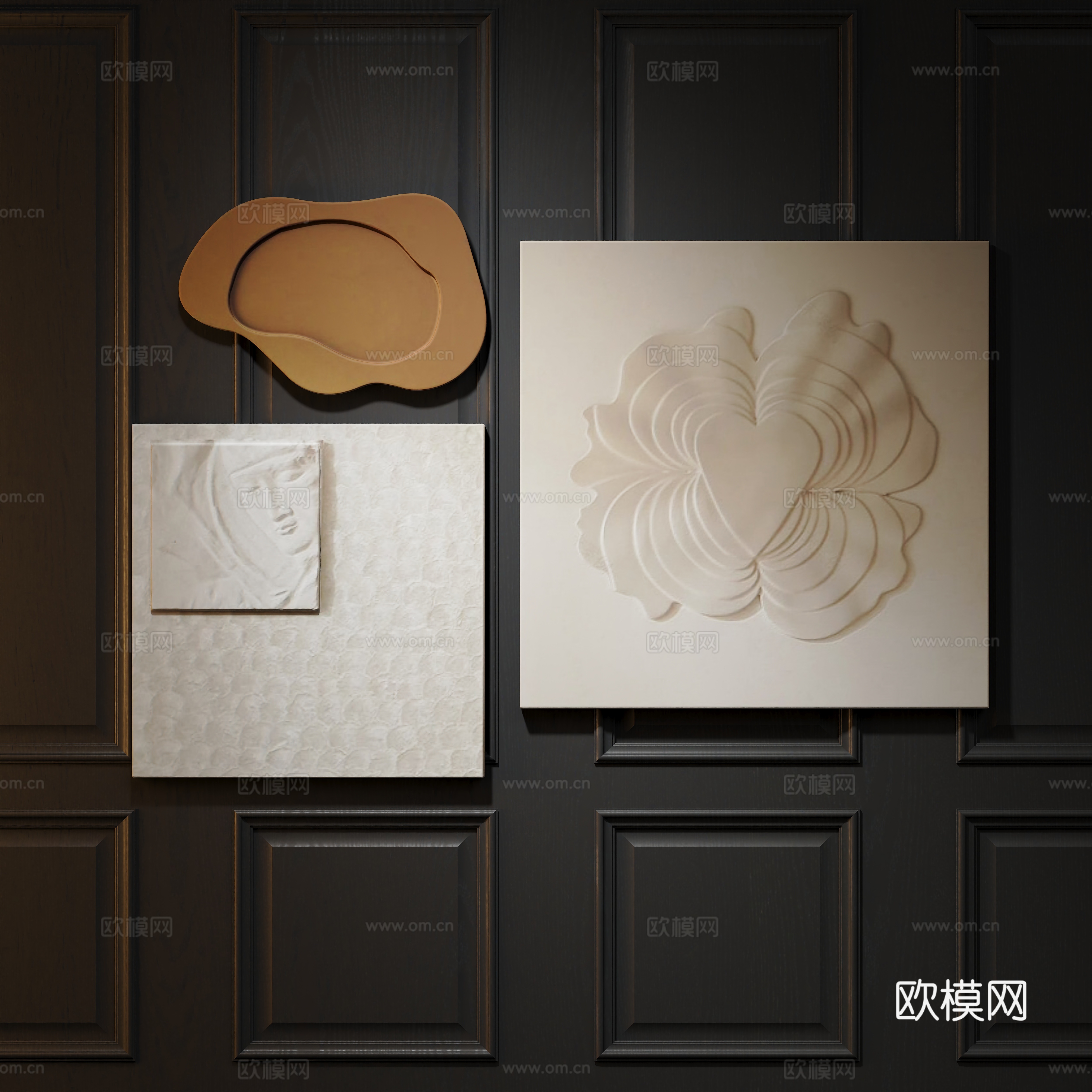 Modern texture painting decorative painting 3d model