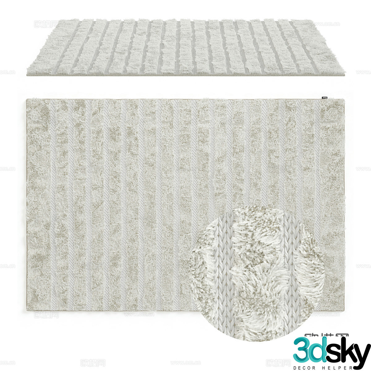 wool carpet square rug 3d model