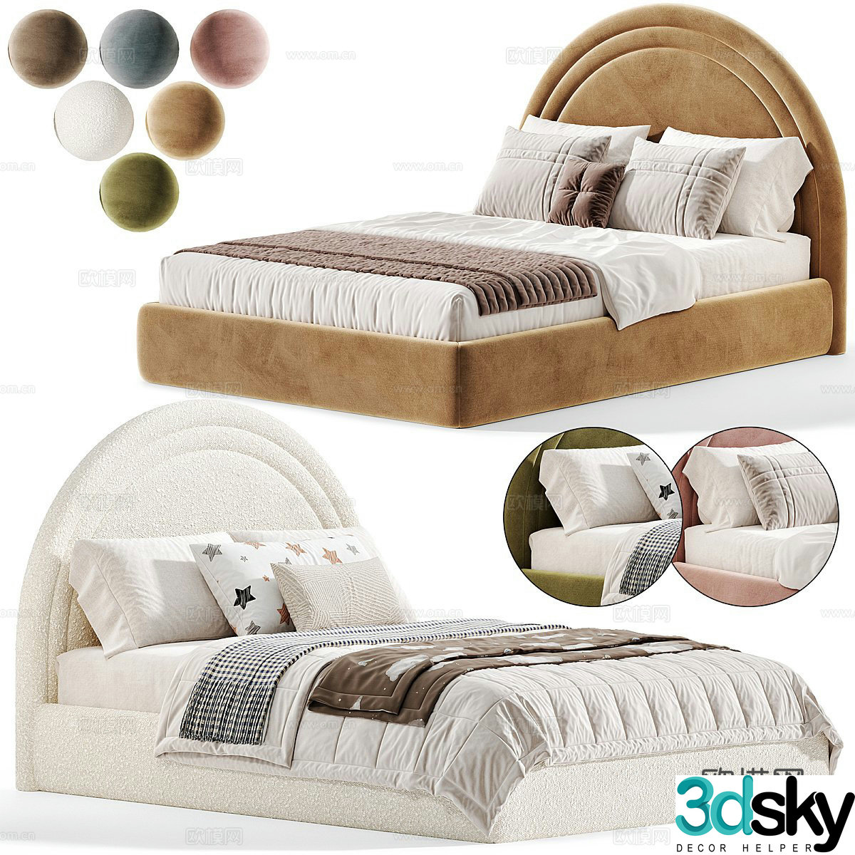 Modern single bed 3d model