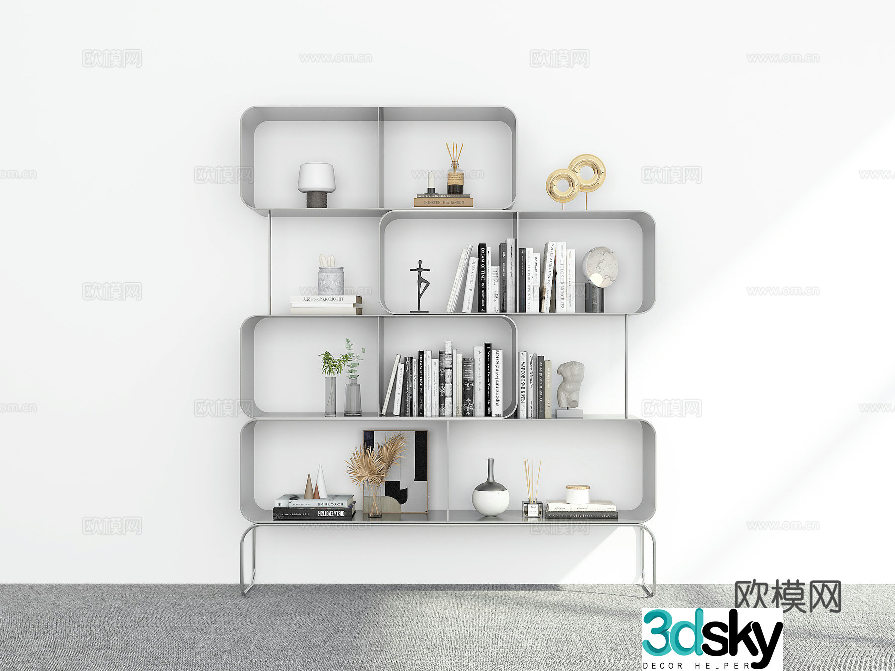 Modern bookshelf storage rack 3d model