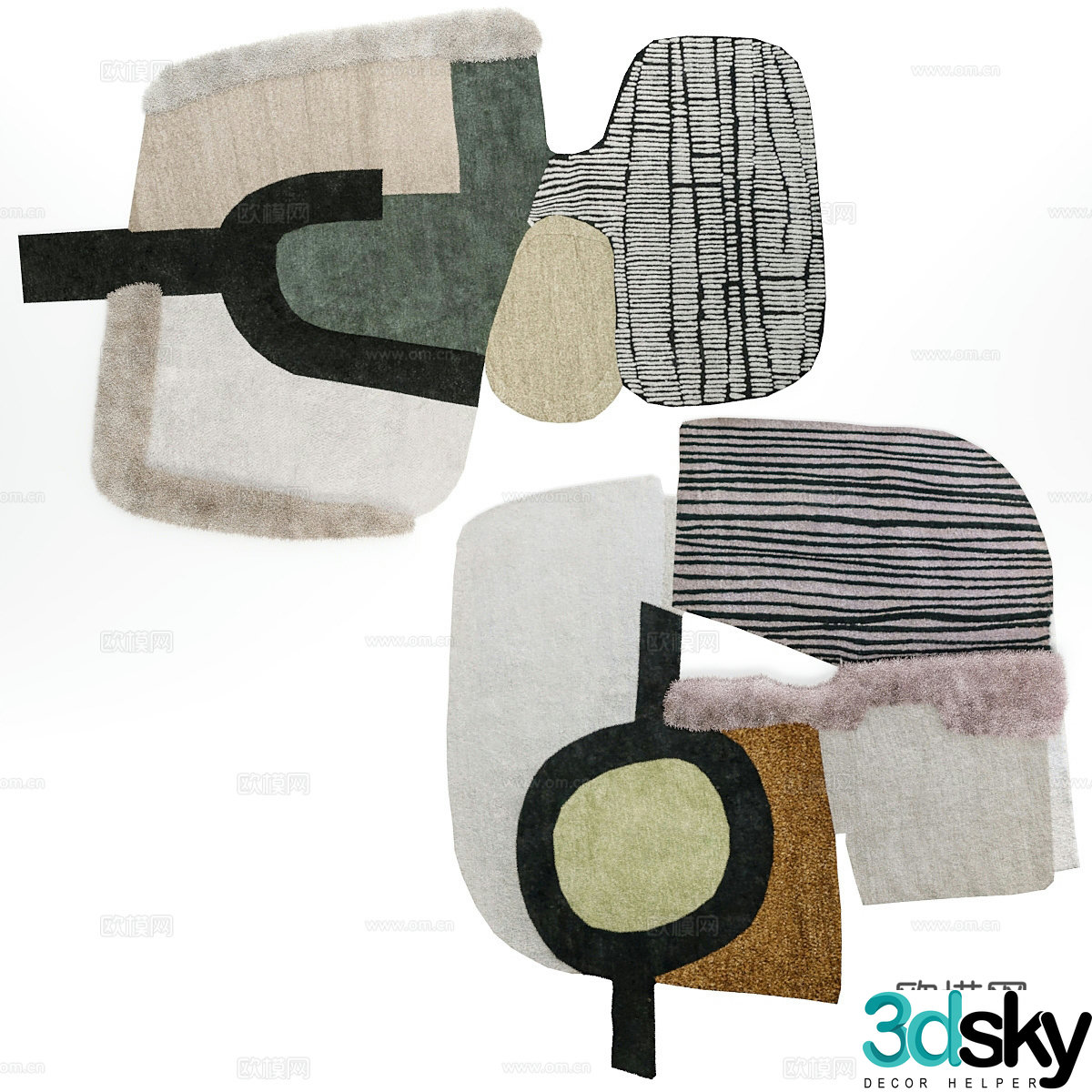 New Chinese special shape carpet 3D model