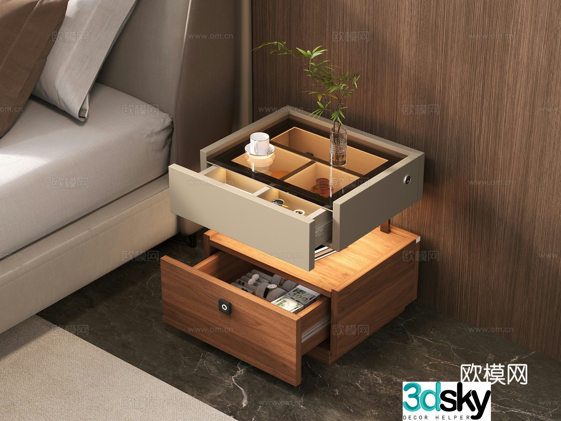 Modern bedside table 3d model