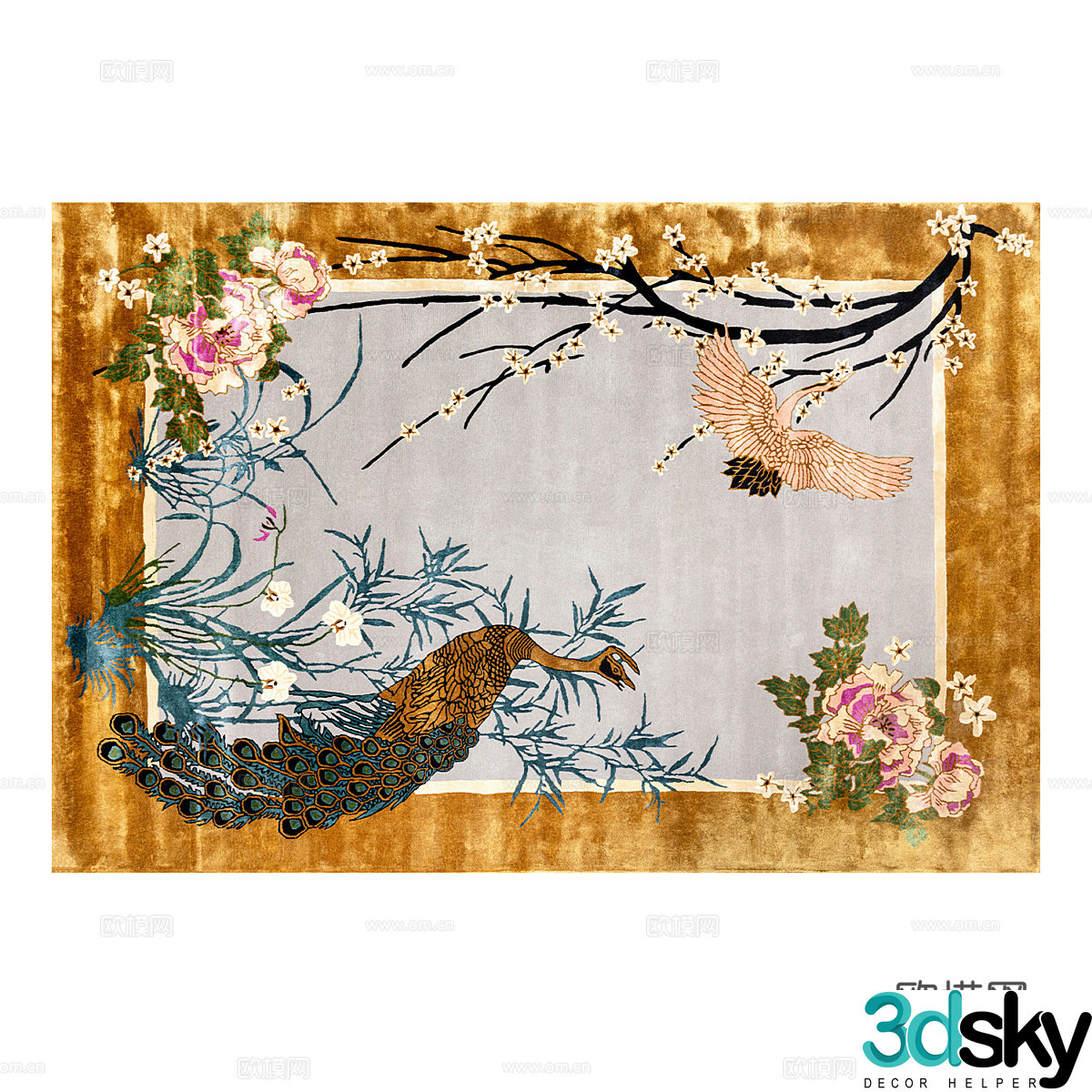 New Chinese carpet Flower and bird carpet 3d model