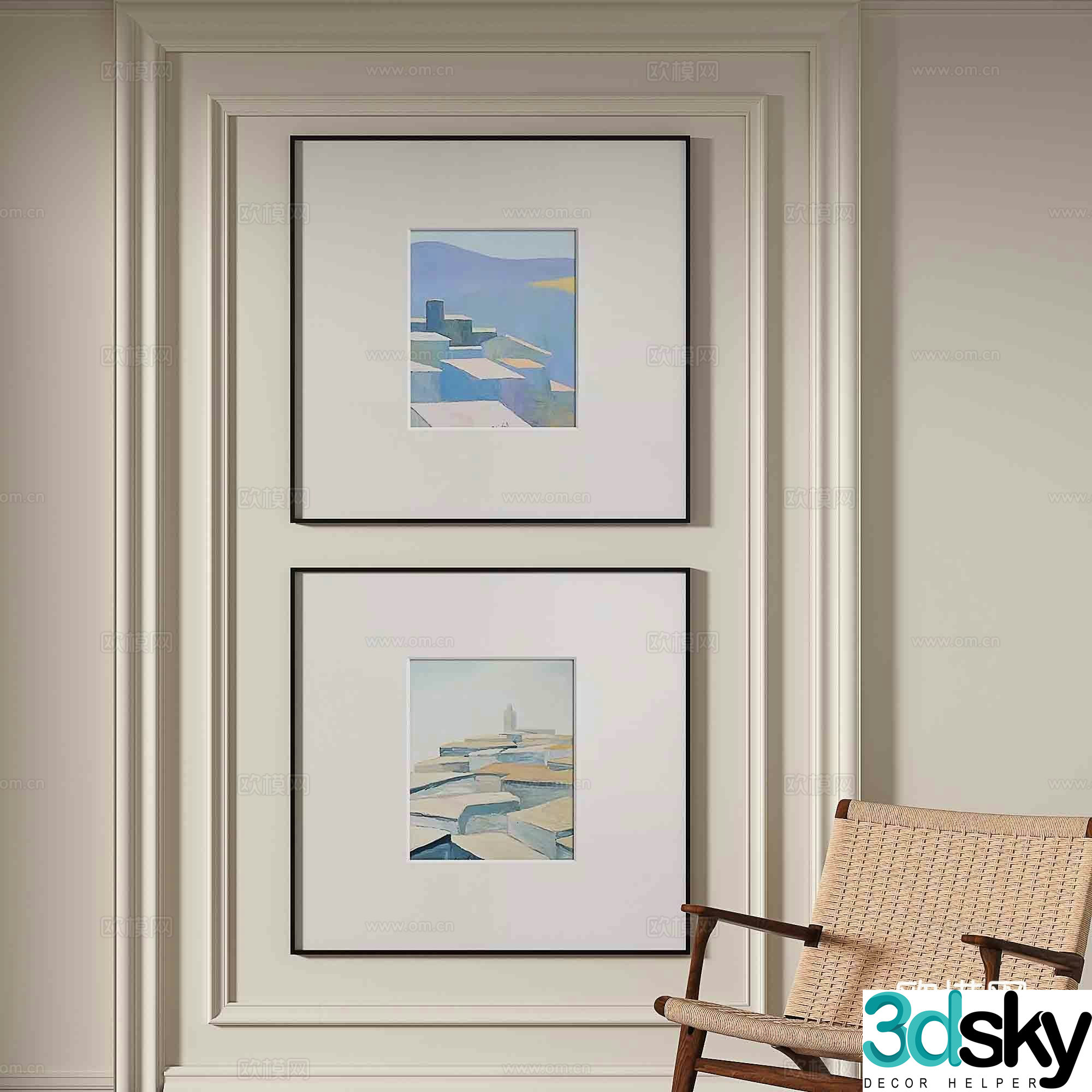 Modern minimalist oil painting decorative painting 3d model