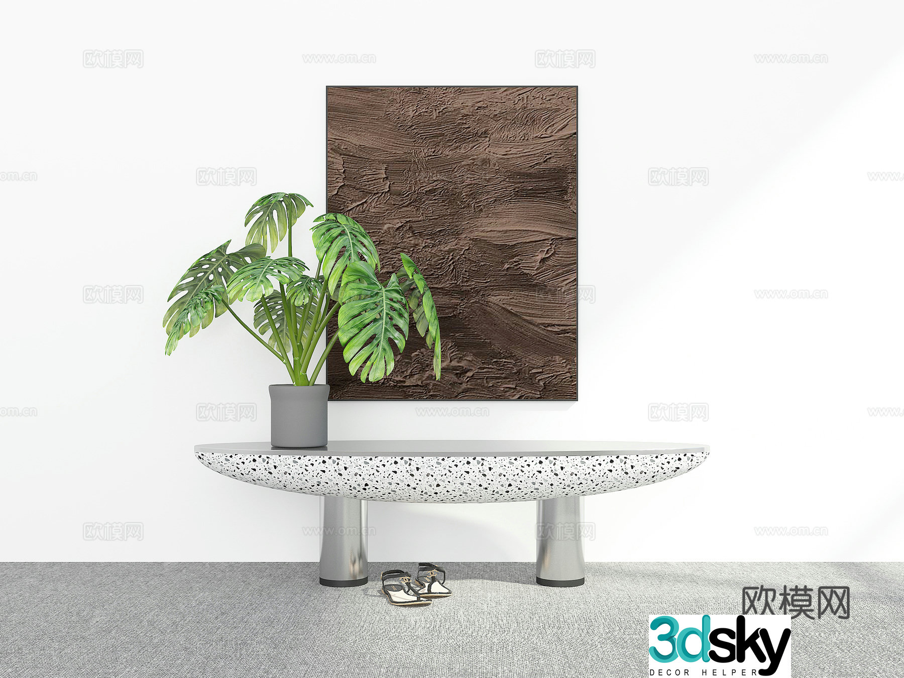 Modern shoe changing stool stool 3d model