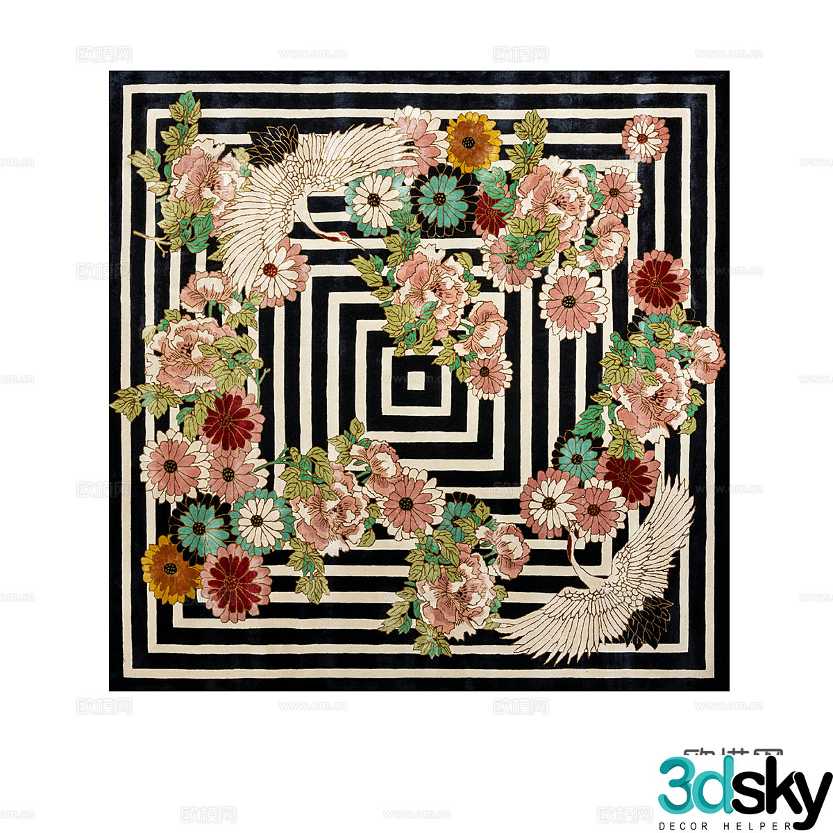 New Chinese carpet Floral carpet 3D model
