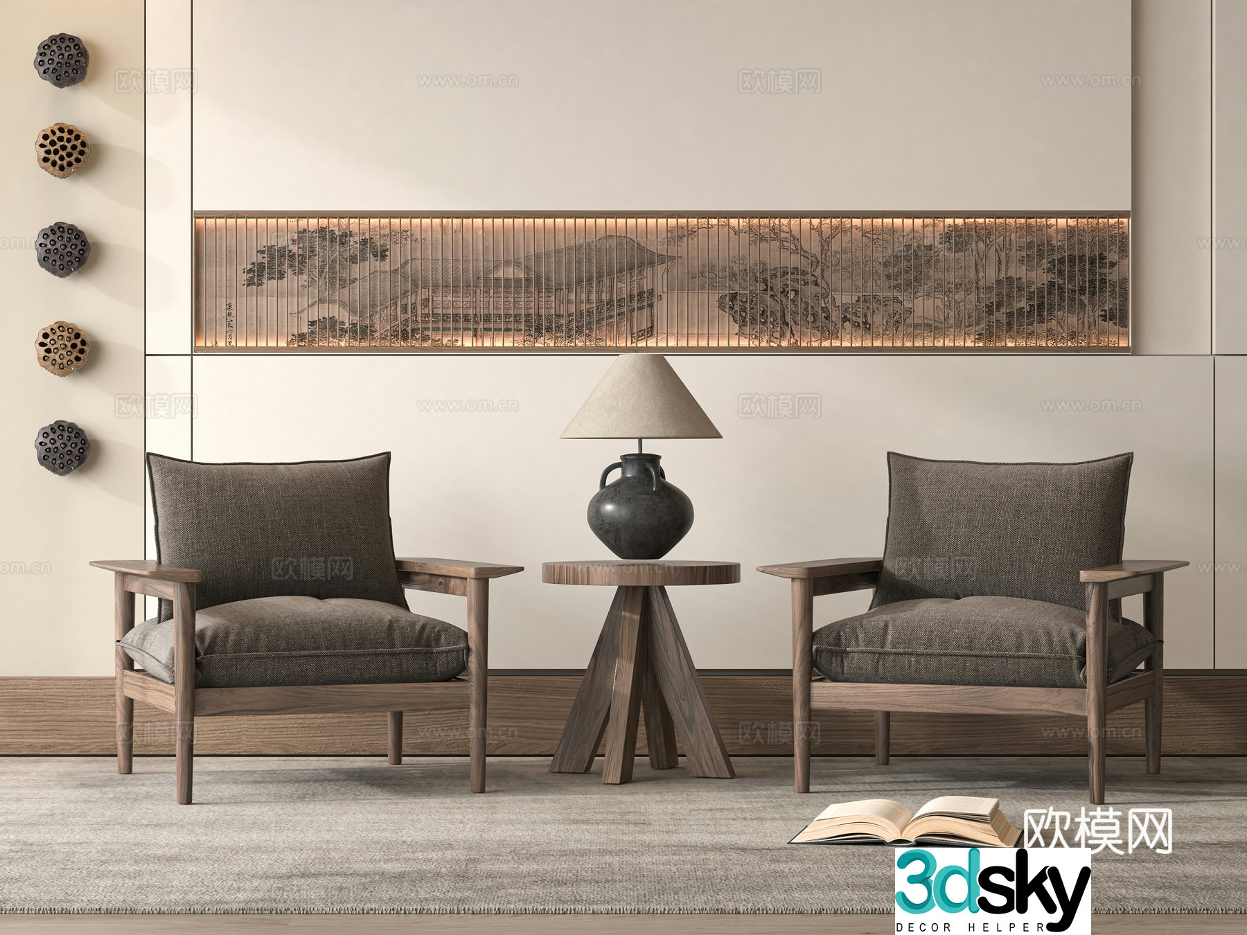 Medieval style leisure chair sofa chair 3d model