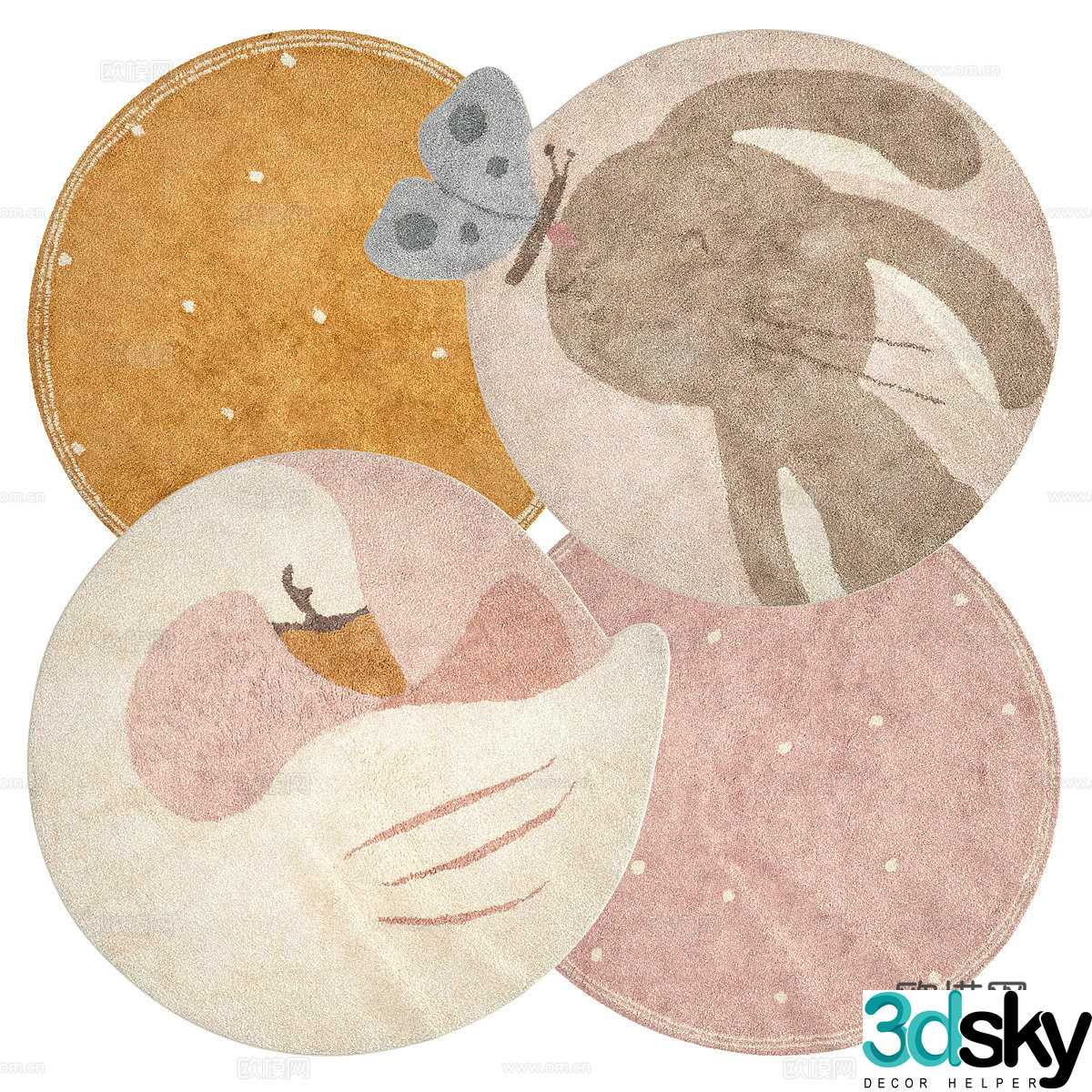 Children’s rug round rug 3d model
