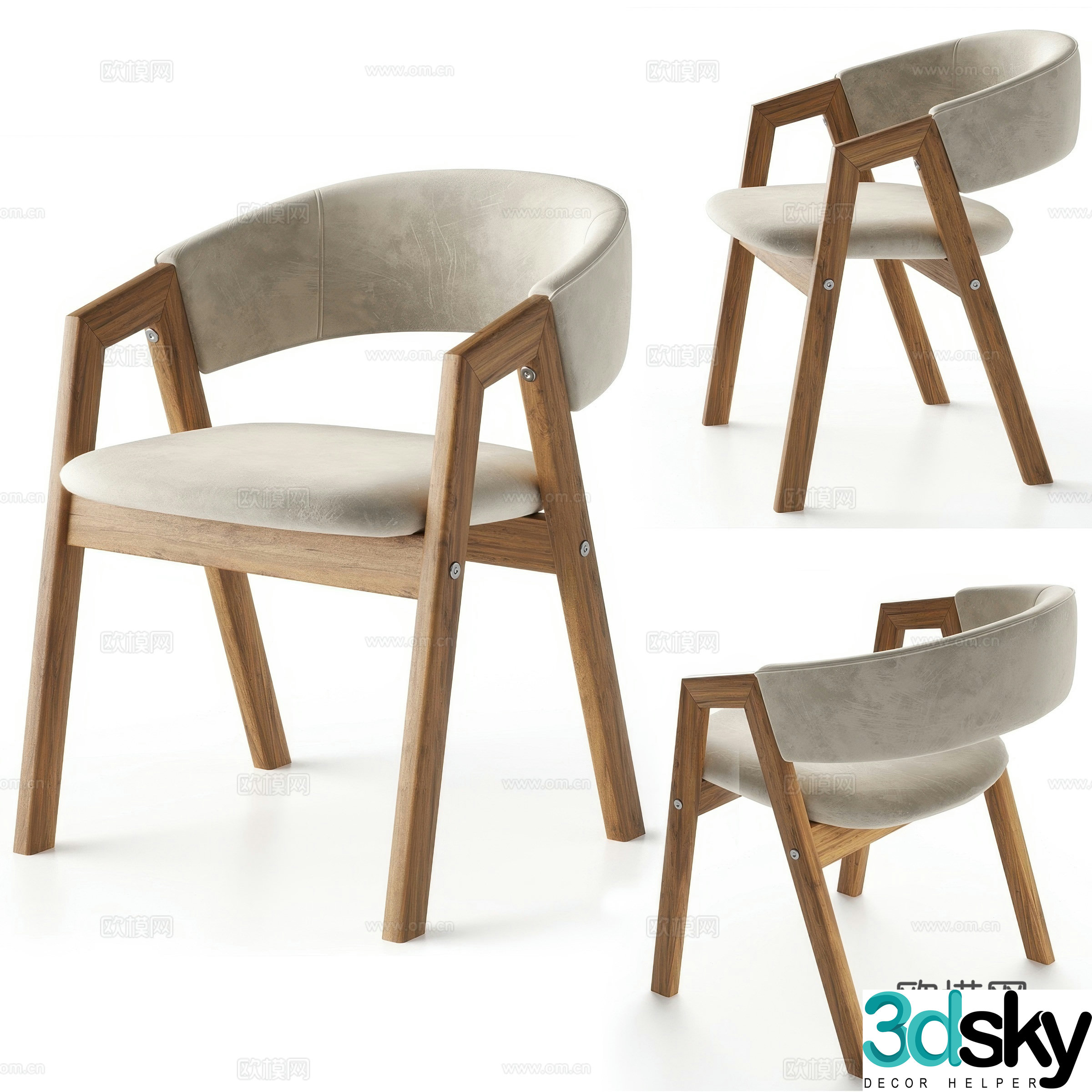 New Chinese style single chair dining chair armchair 3d model