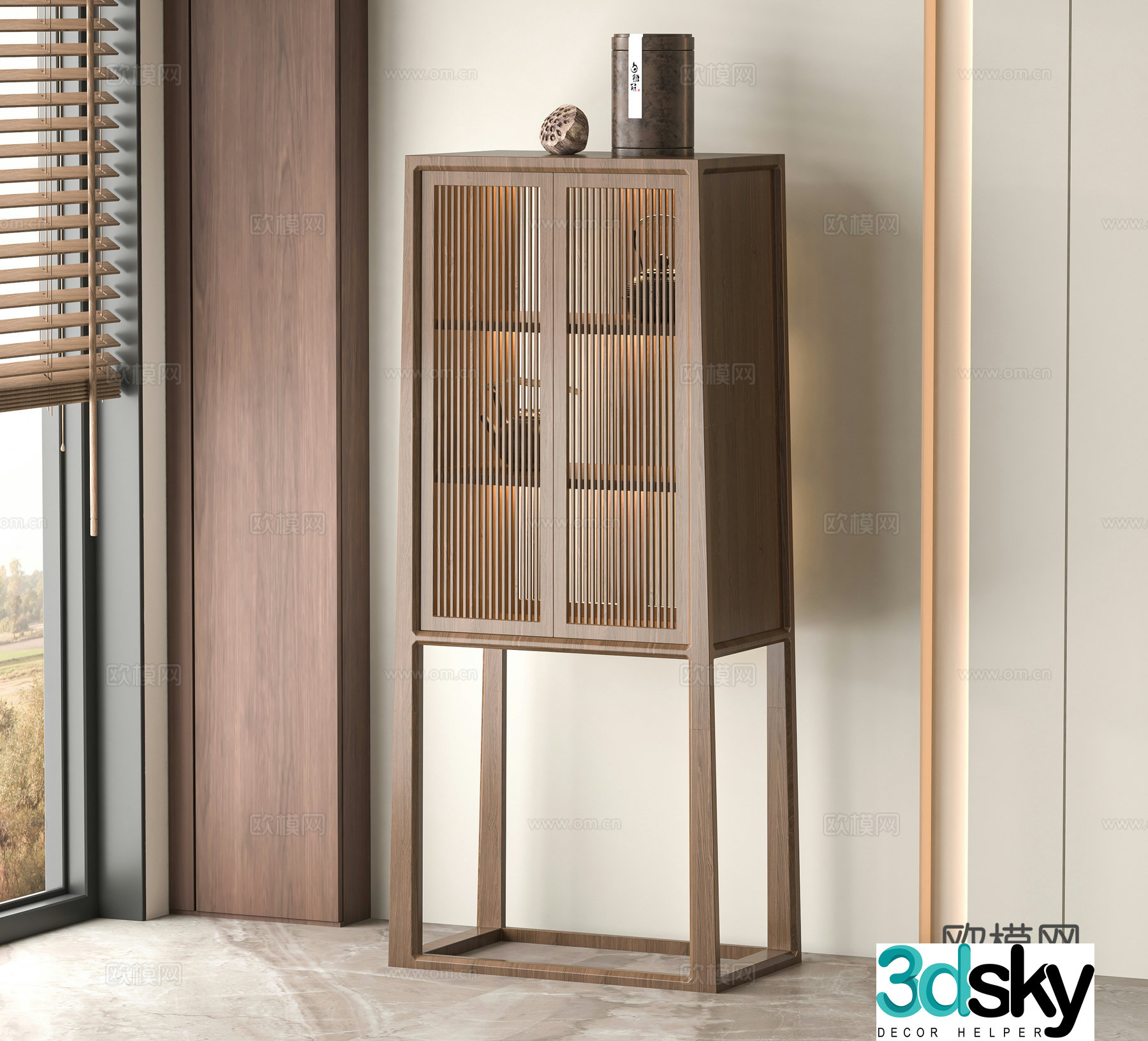New Chinese style tea cabinet high cabinet 3d model