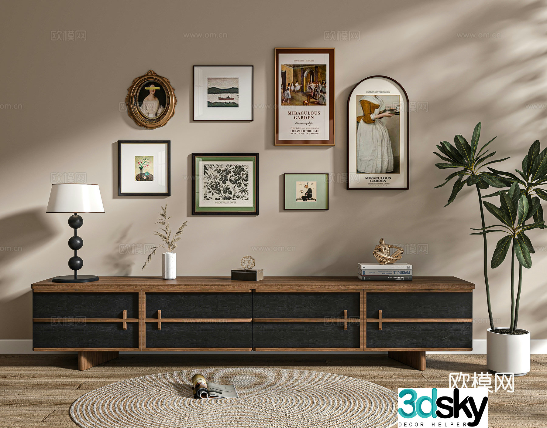 Middle-aged TV cabinet 3D model