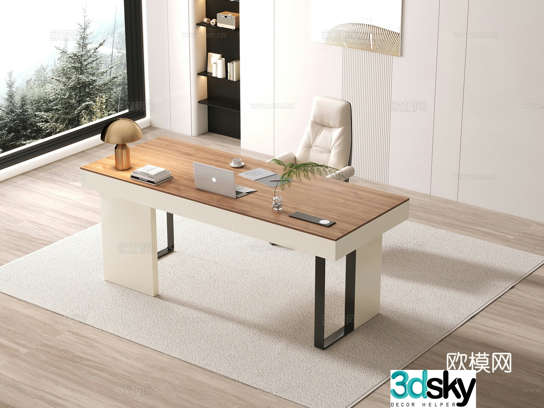 Modern office desk desk 3d model