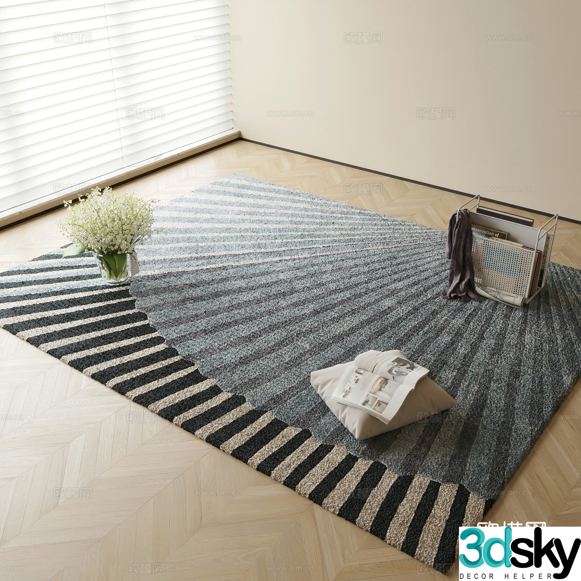 Modern carpet square rug 3d model