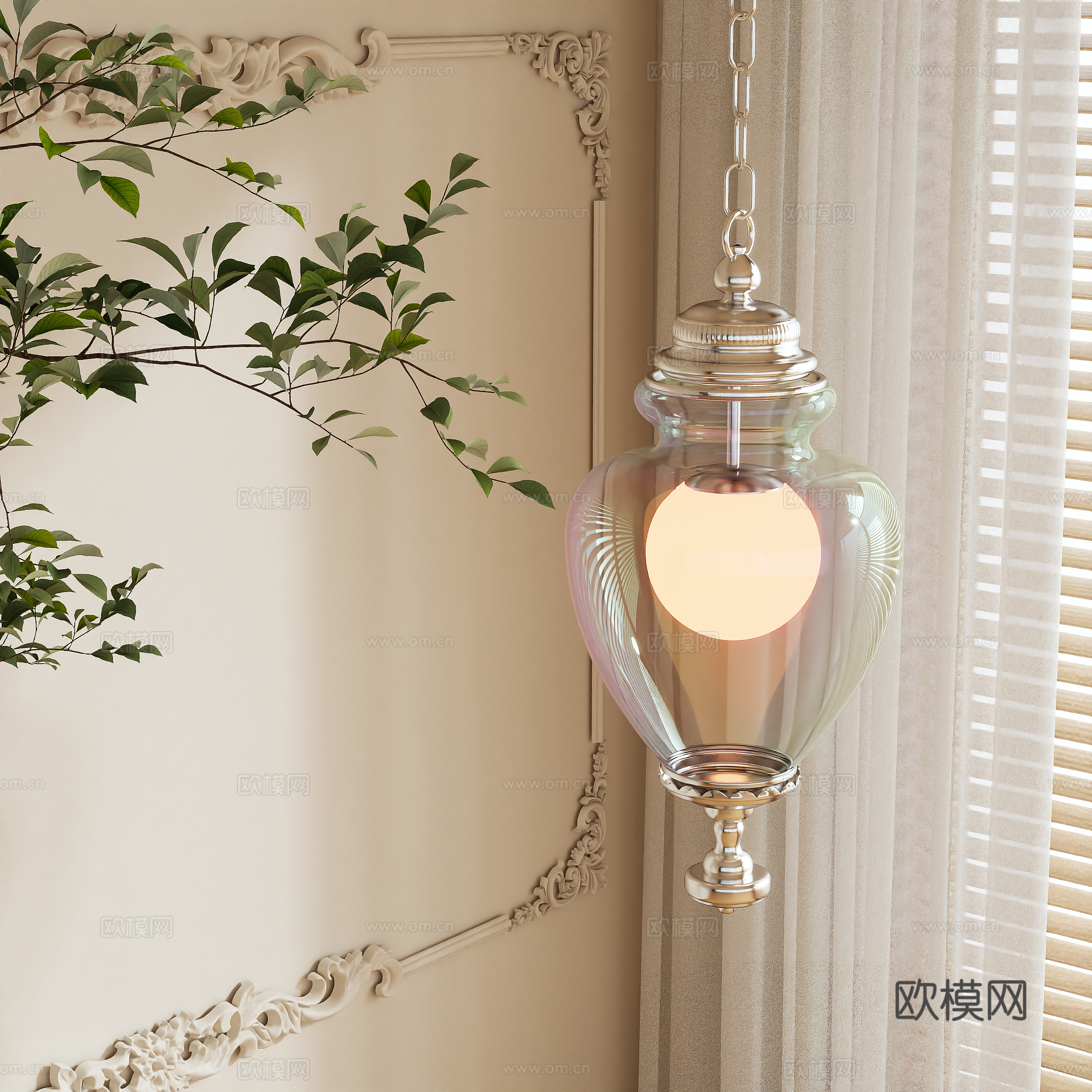 Modern glass vase chandelier 3d model