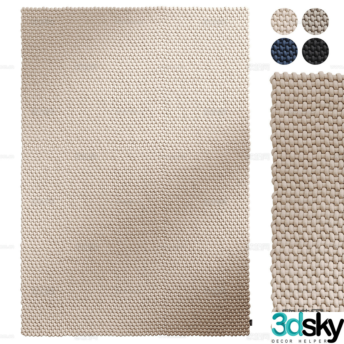 Braid Square Carpet 3d Model