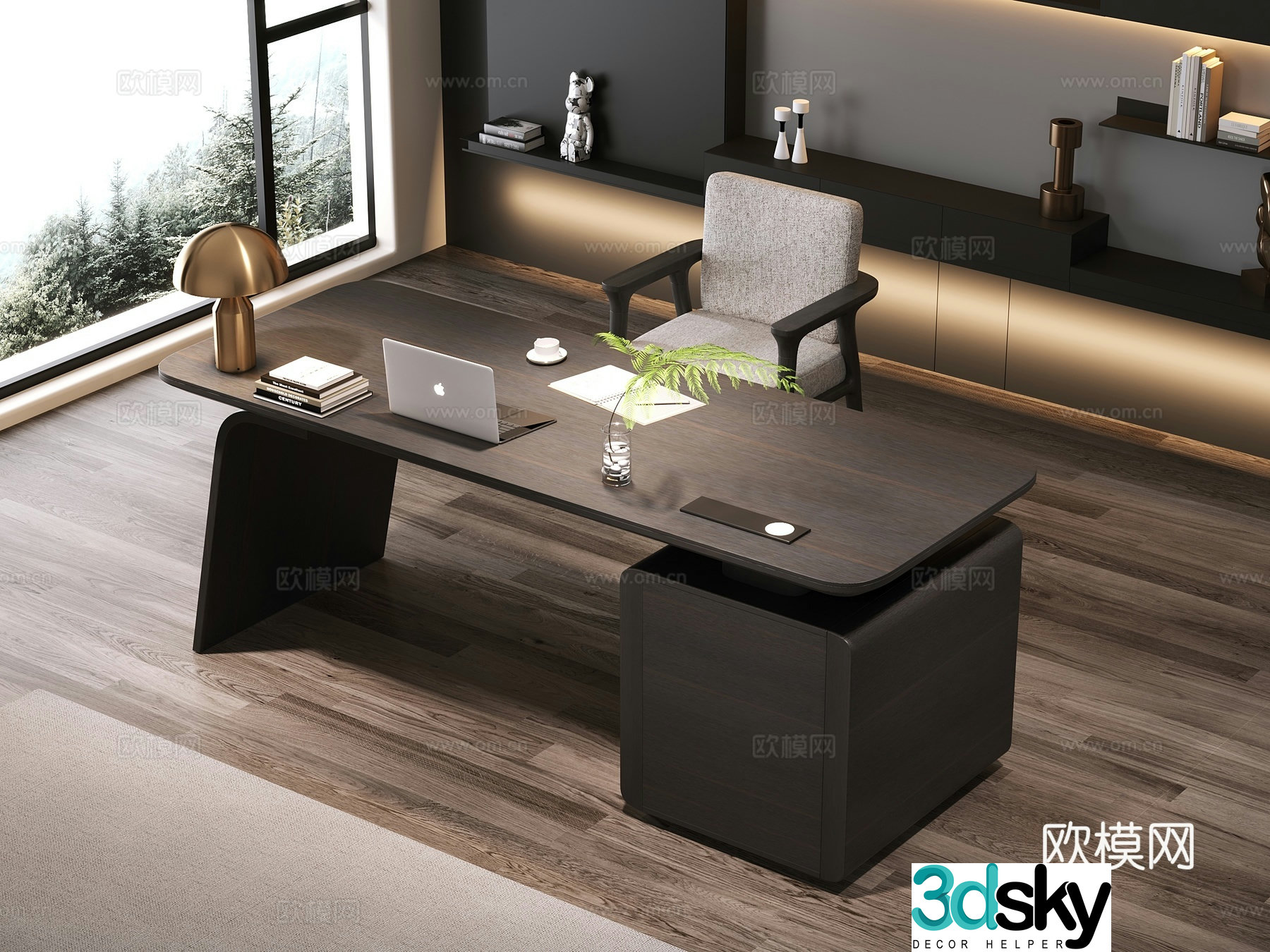 Modern office desk desk manager desk 3d model