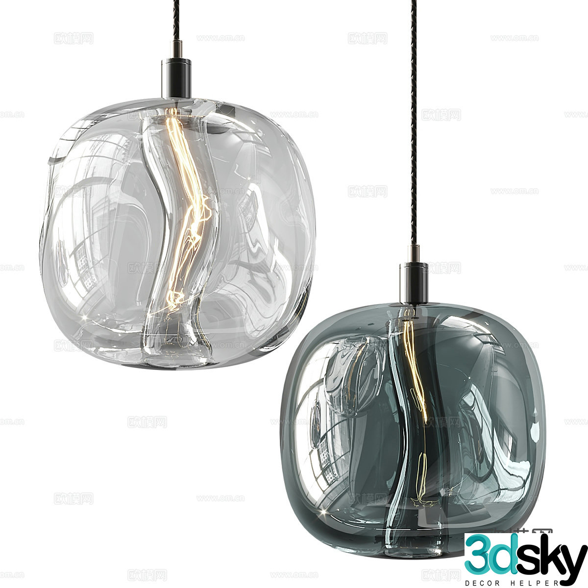 Modern glass chandelier 3d model