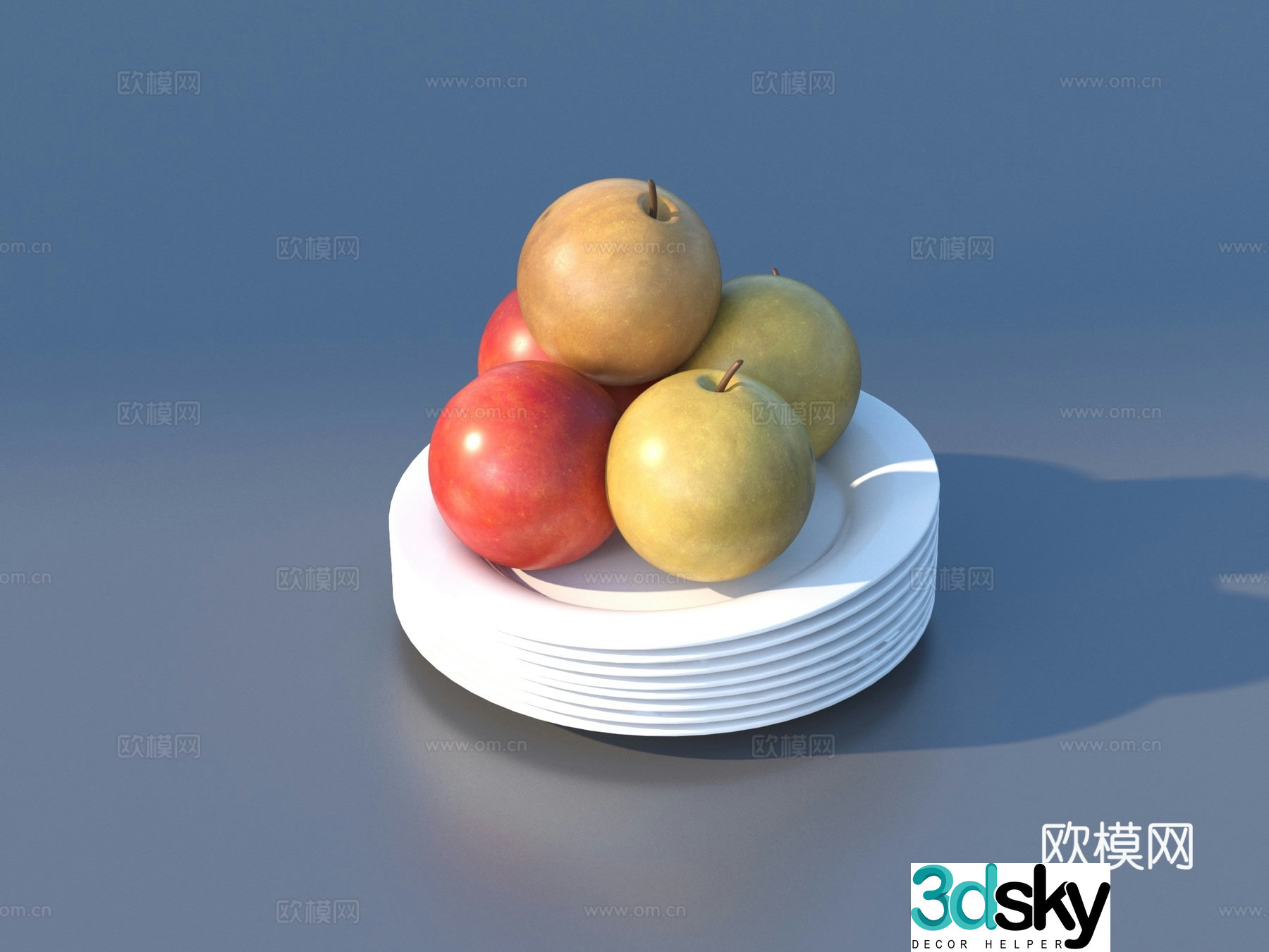 Fruit Fruit Plate Food Apple 3D Model