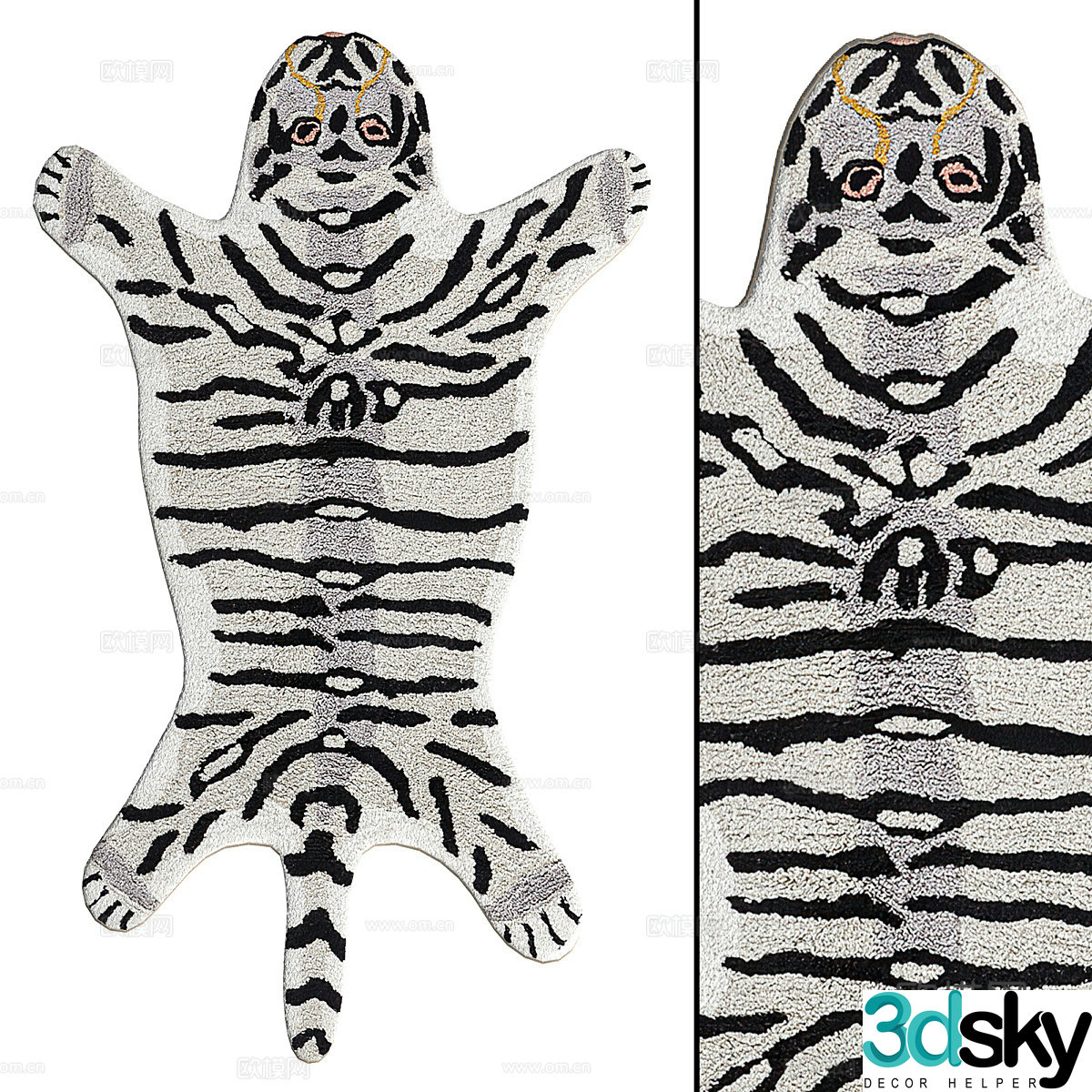 Alien shape carpet tiger carpet 3d model