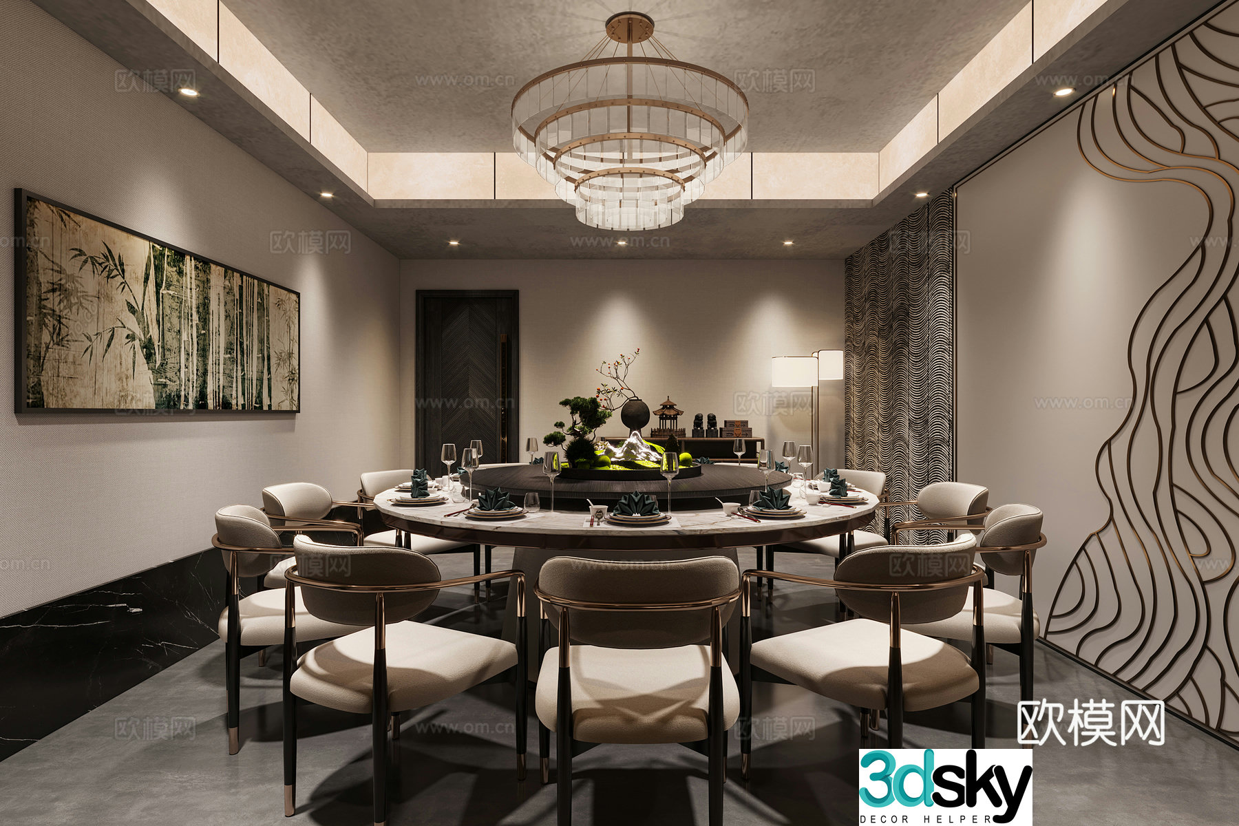 New Chinese restaurant private room 3D model