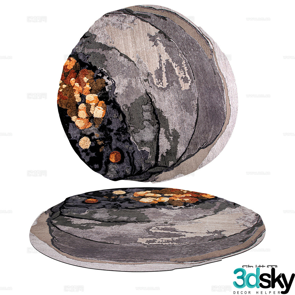 New Chinese style carpet round carpet 3d model