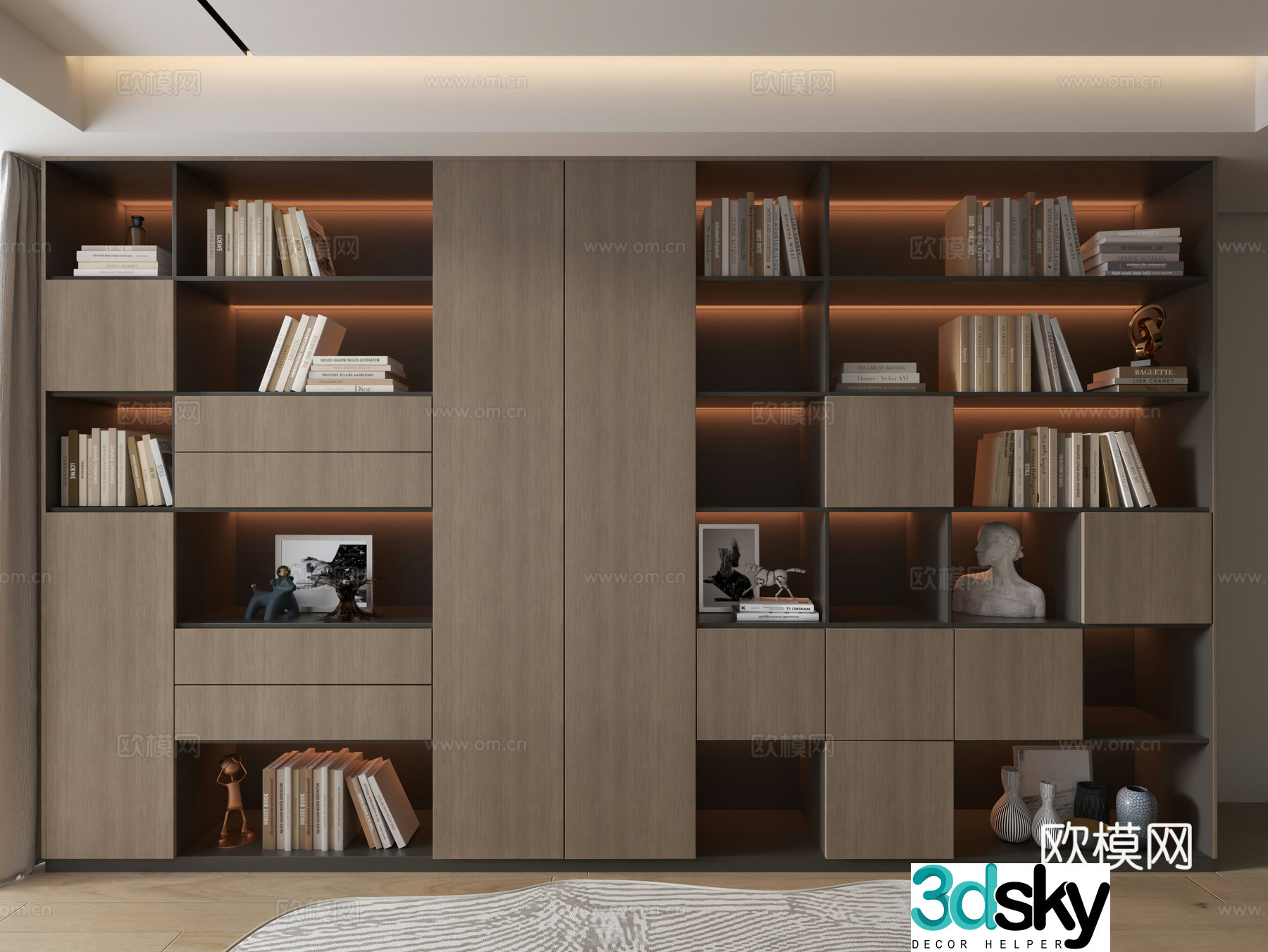 Italian bookcase integrated cabinet 3D model