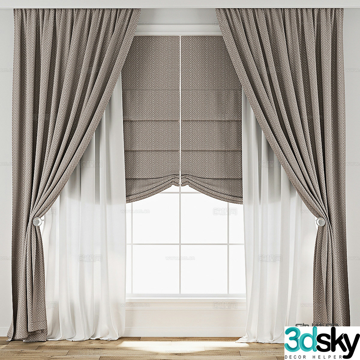 Curtains Window Screen 3d model