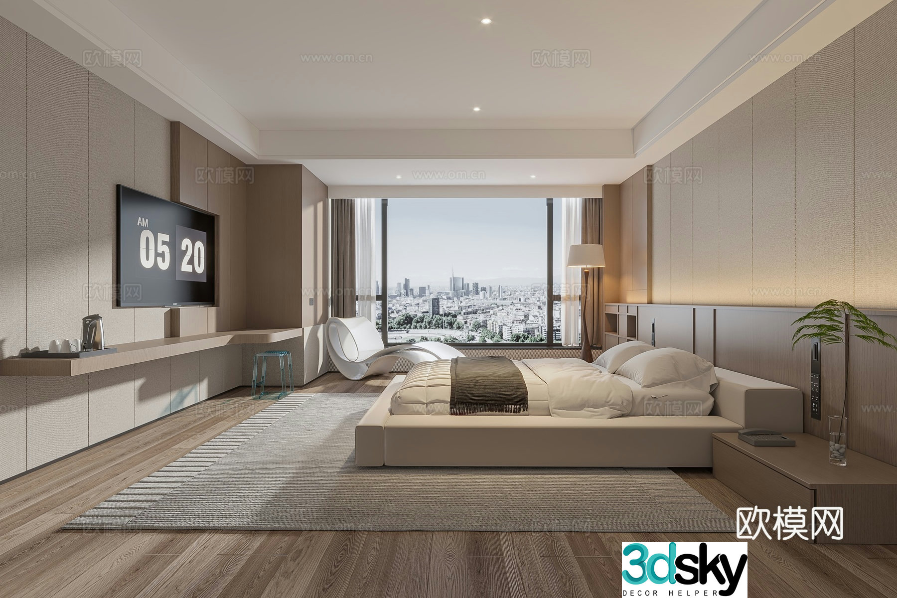 Modern B&B guest room 3D model