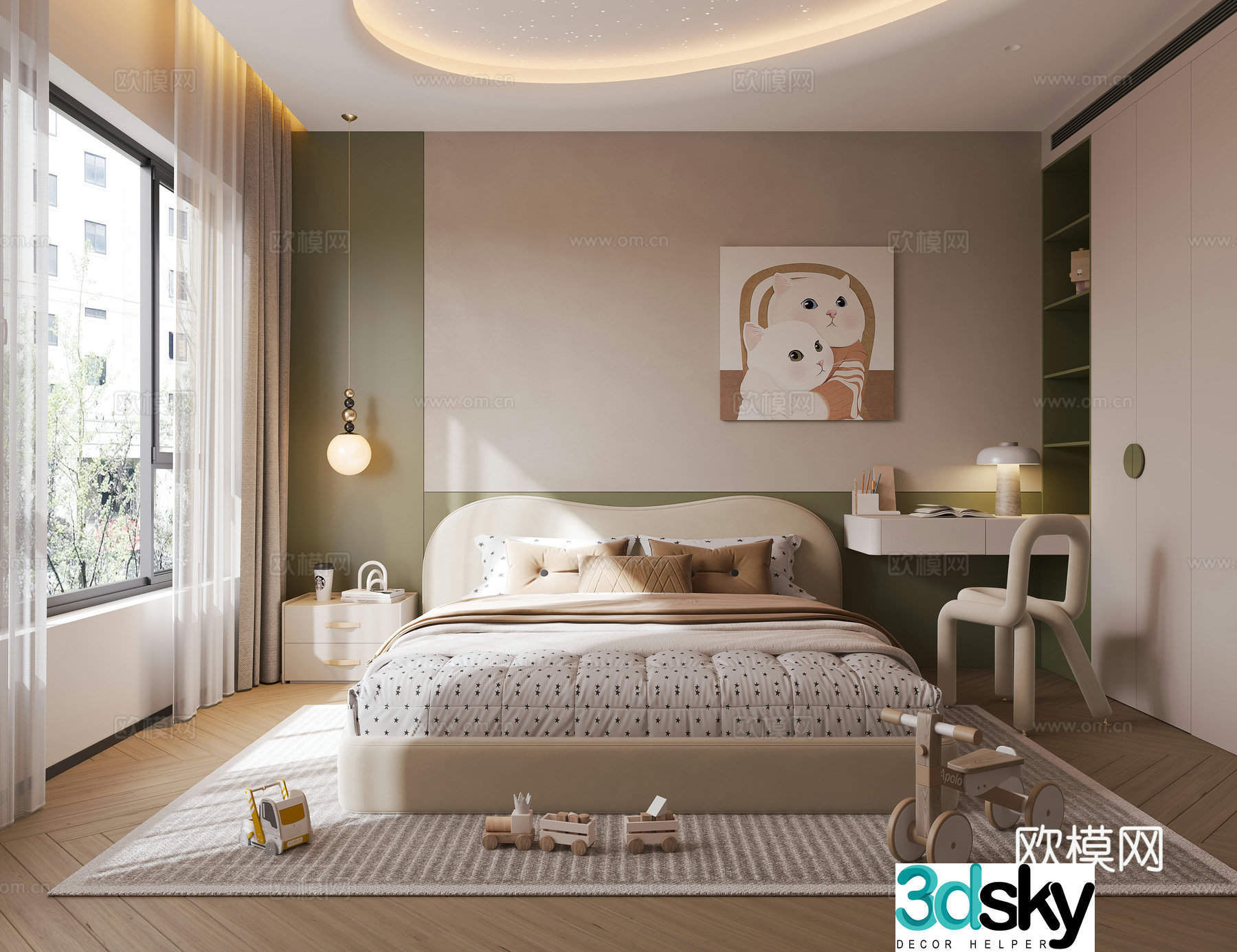 Modern children’s room girl’s room 3d model
