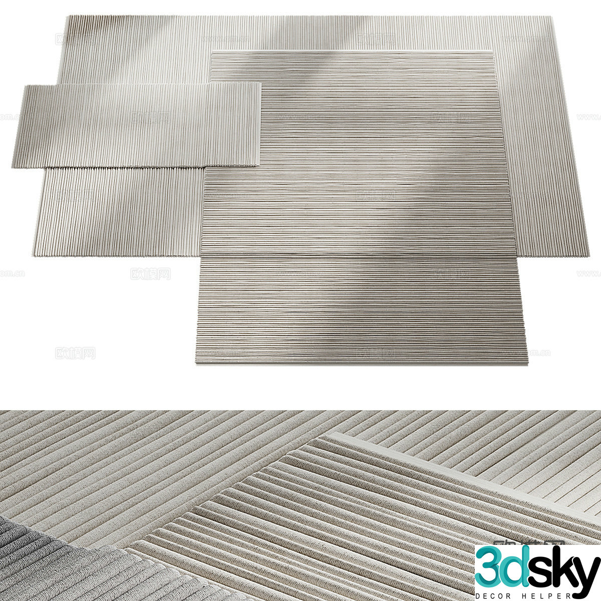 Striped carpet Fabric carpet 3d model