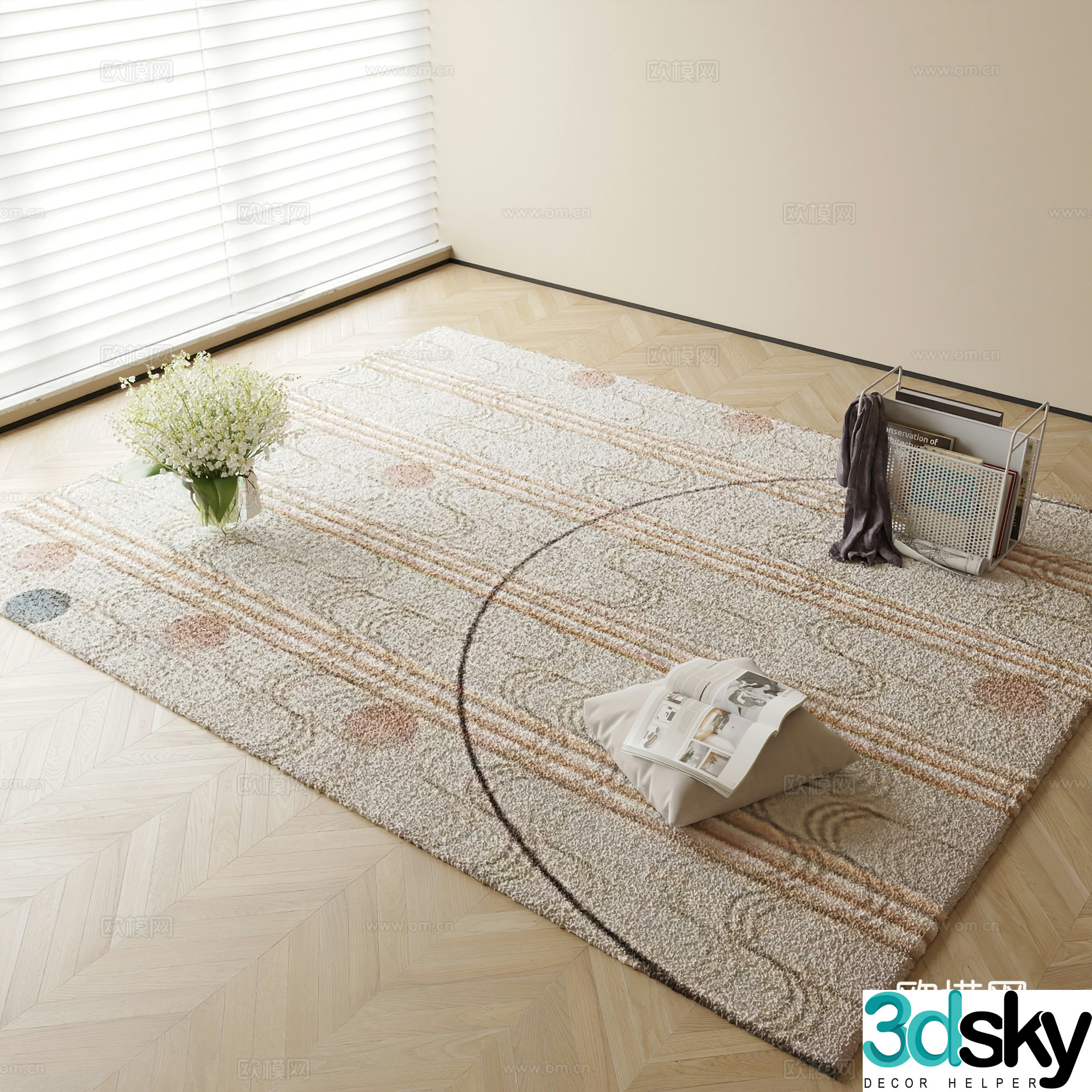 Modern carpet square rug 3d model