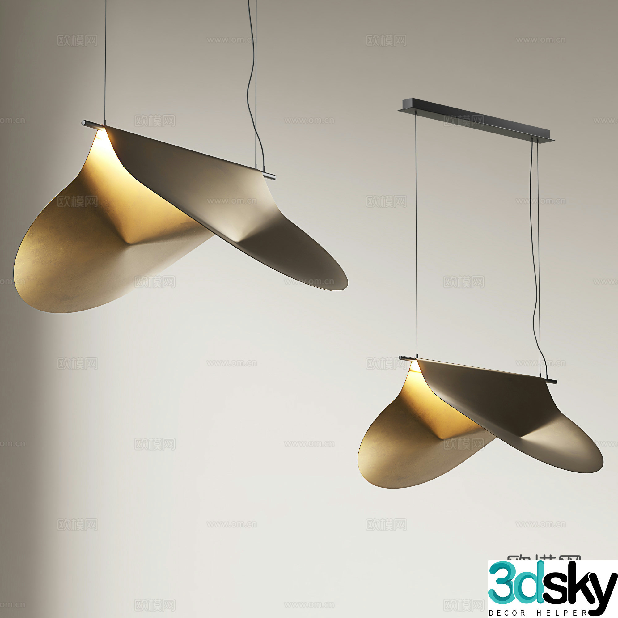 Light luxury chandelier restaurant chandelier 3d model