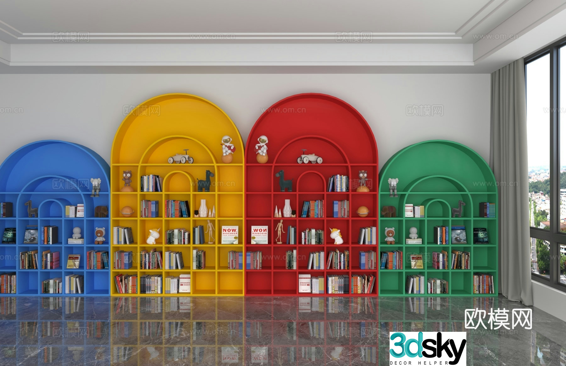 Modern dopamine bookcase 3d model