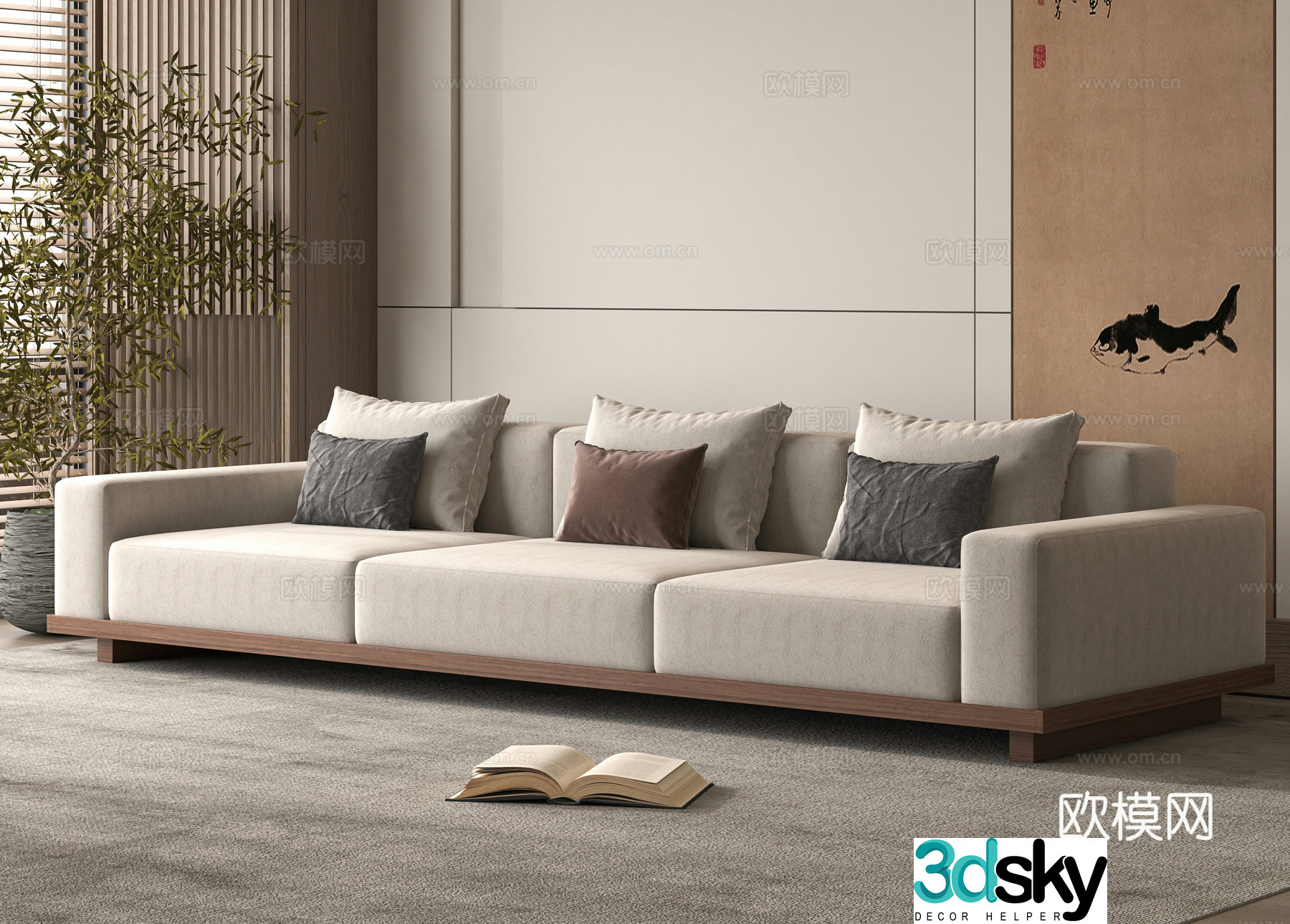 Medieval style three-person sofa 3D model