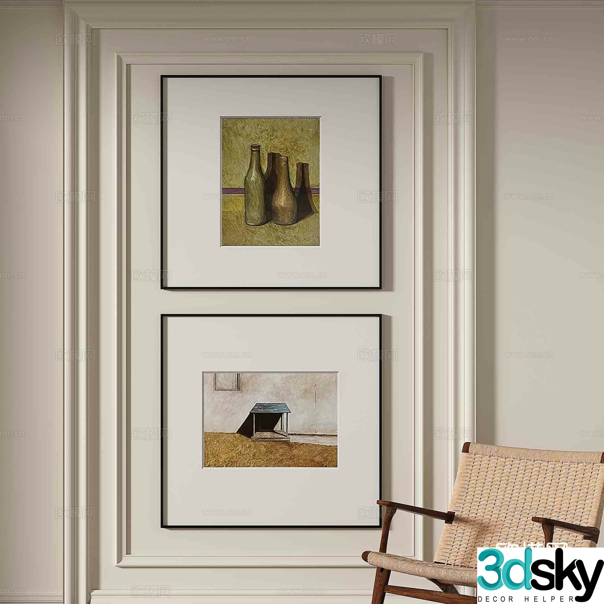 Simple European decorative paintings retro paintings hanging paintings 3D model