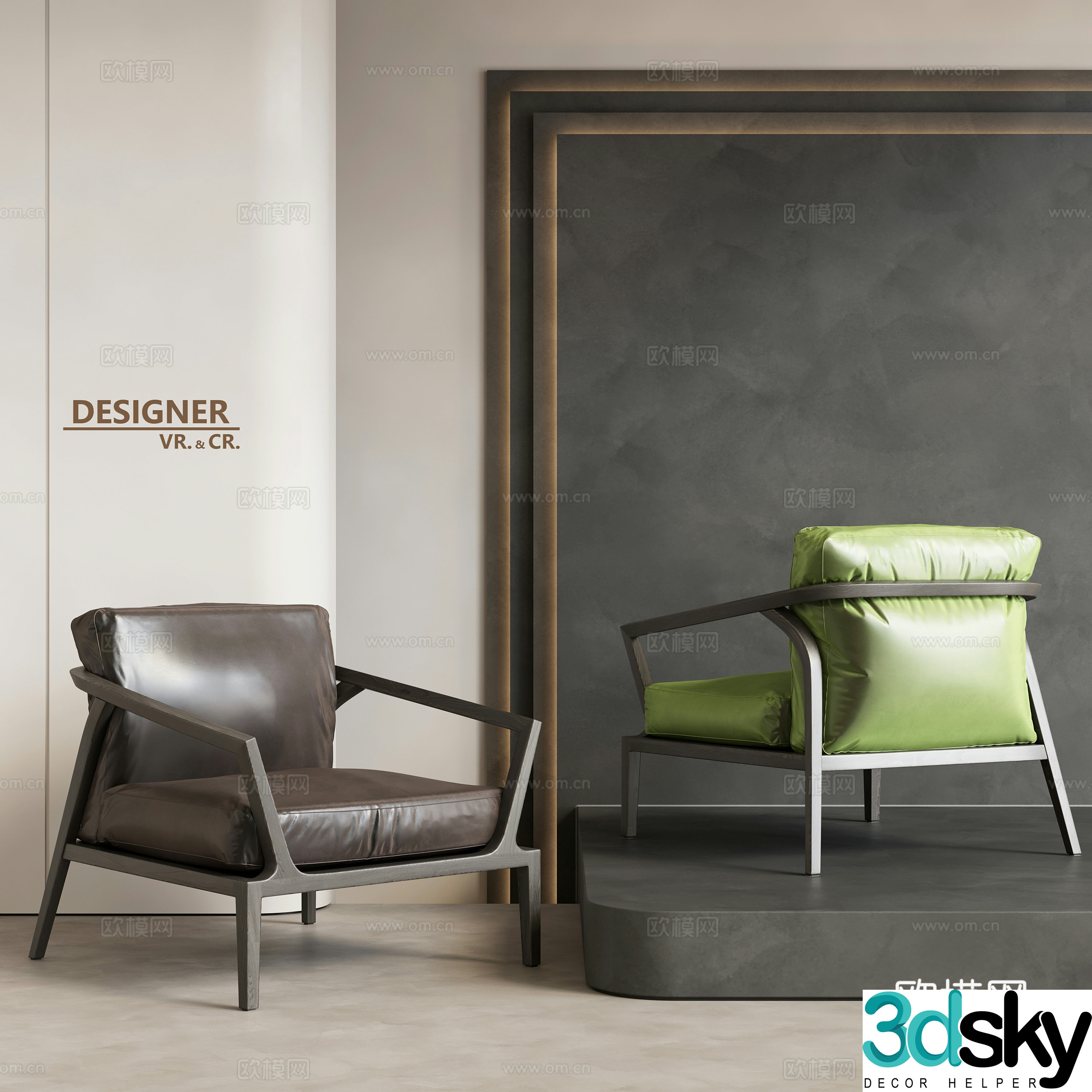 Modern single sofa chair leisure chair 3d model