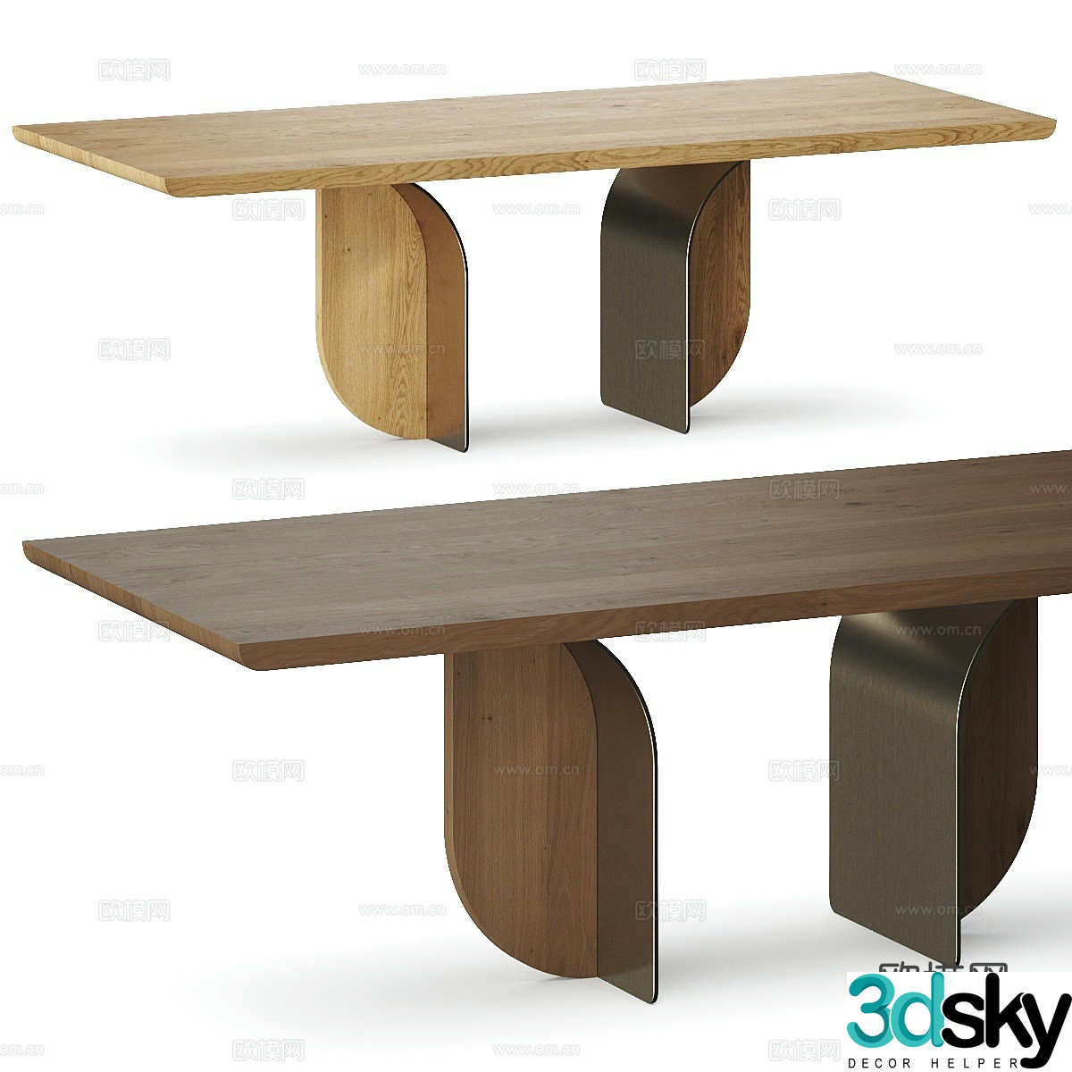 Simple dining table solid wood dining table 3d model