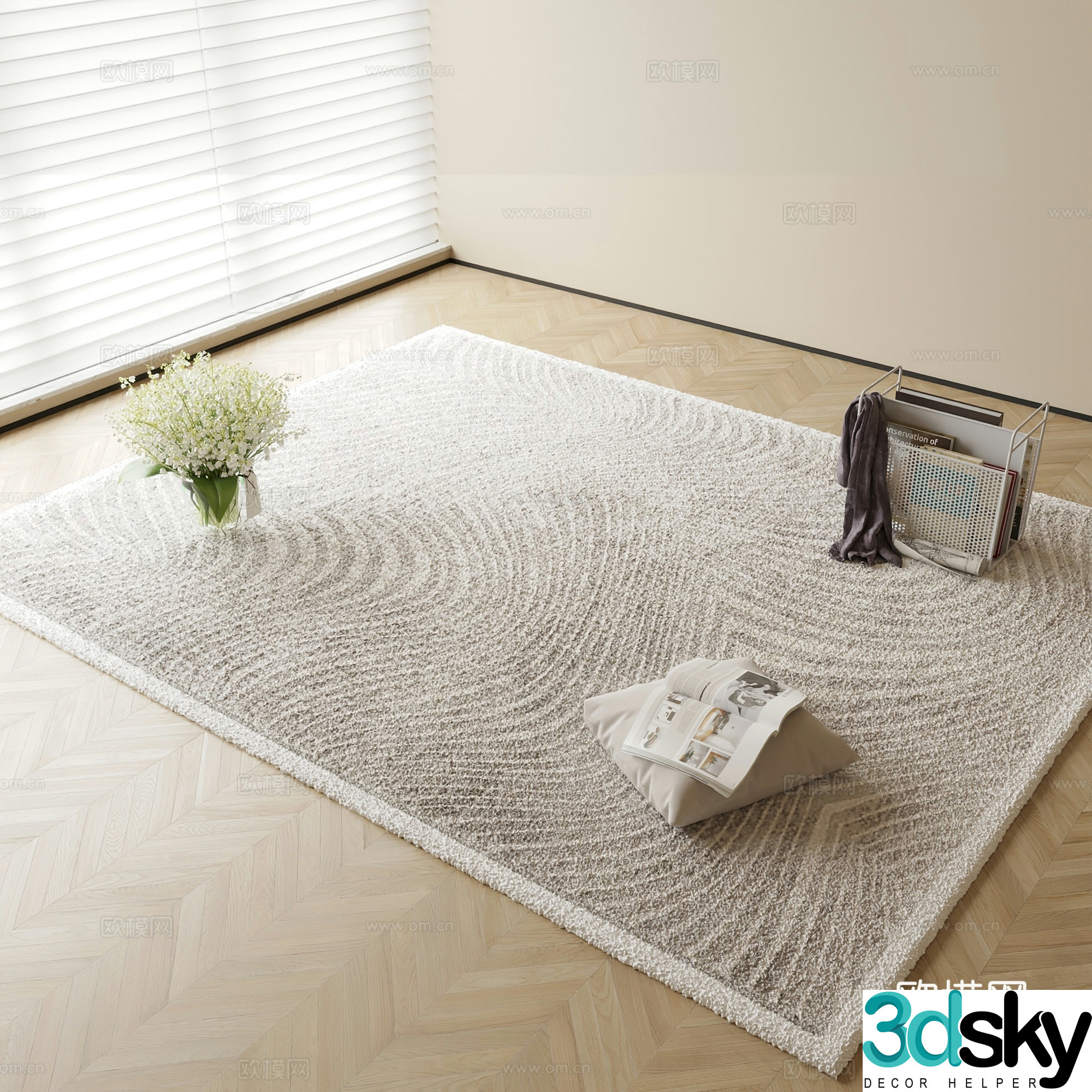 Plain carpet Square carpet 3d model