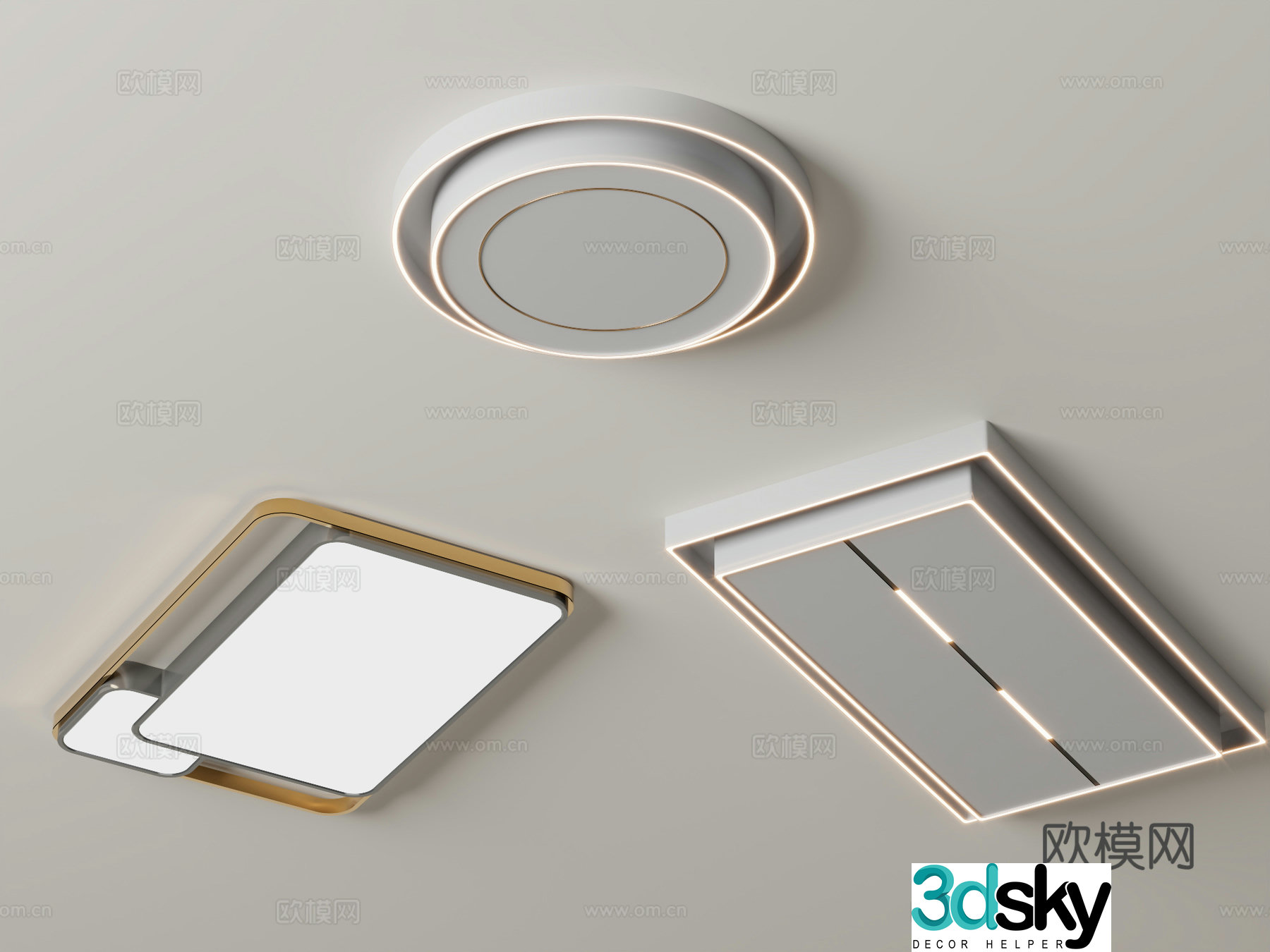 Geometric ceiling lamp bedroom lamp 3d model