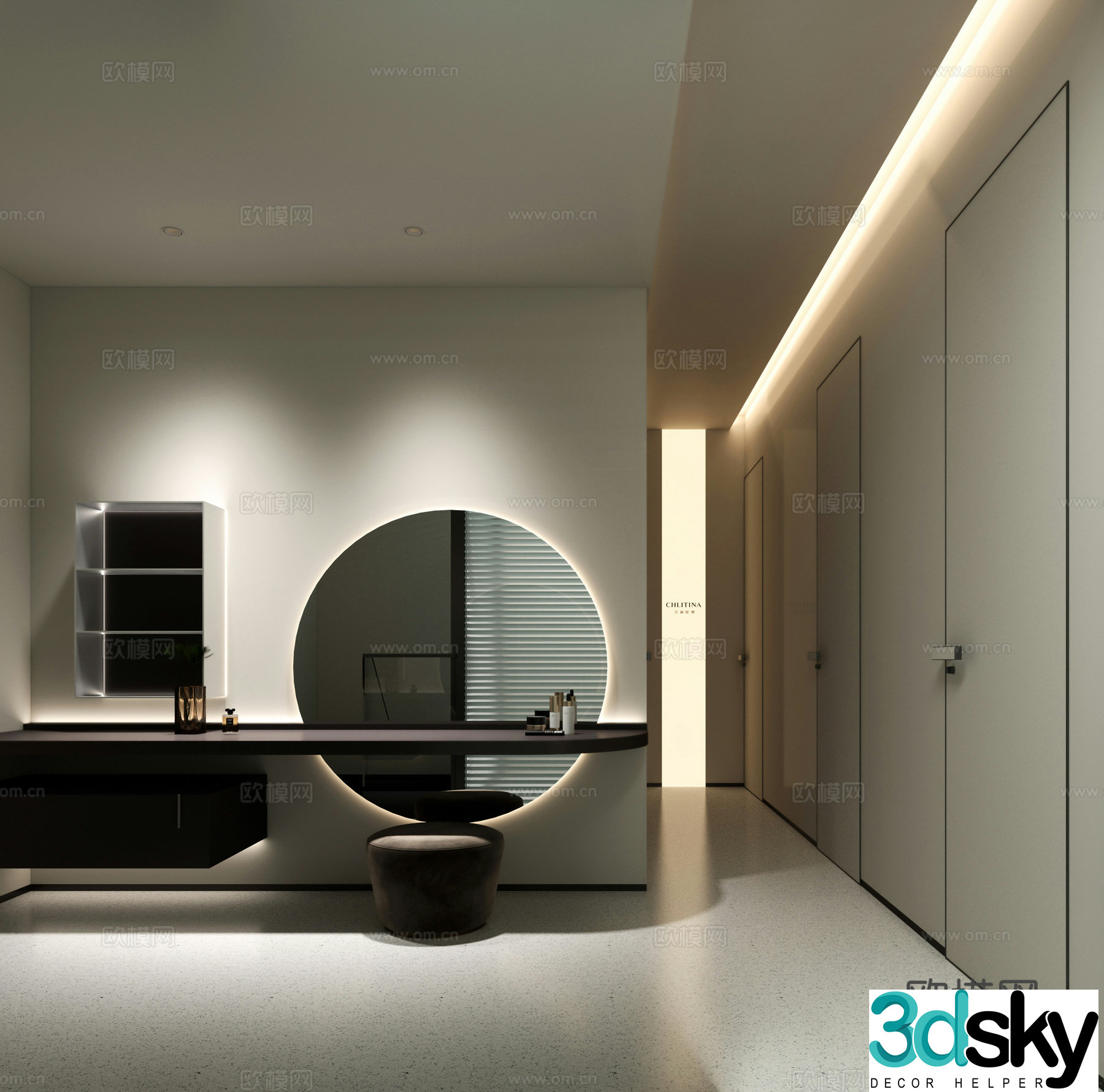 Modern beauty spa shop corridor aisle 3d model