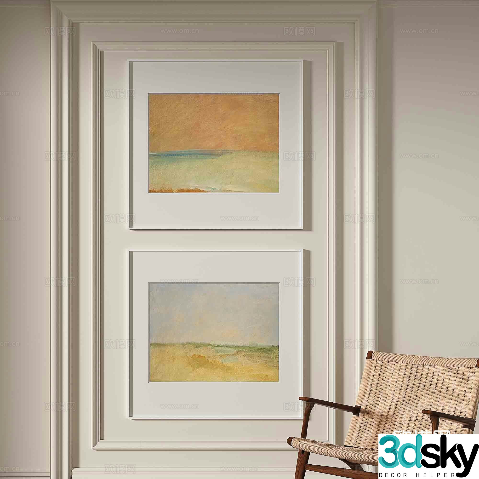 Simple European texture painting decorative painting hanging painting 3D model
