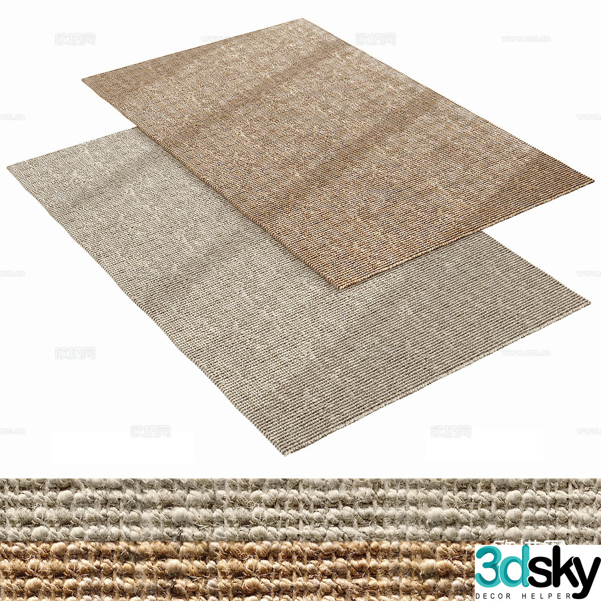 Plain carpet Square carpet 3d model