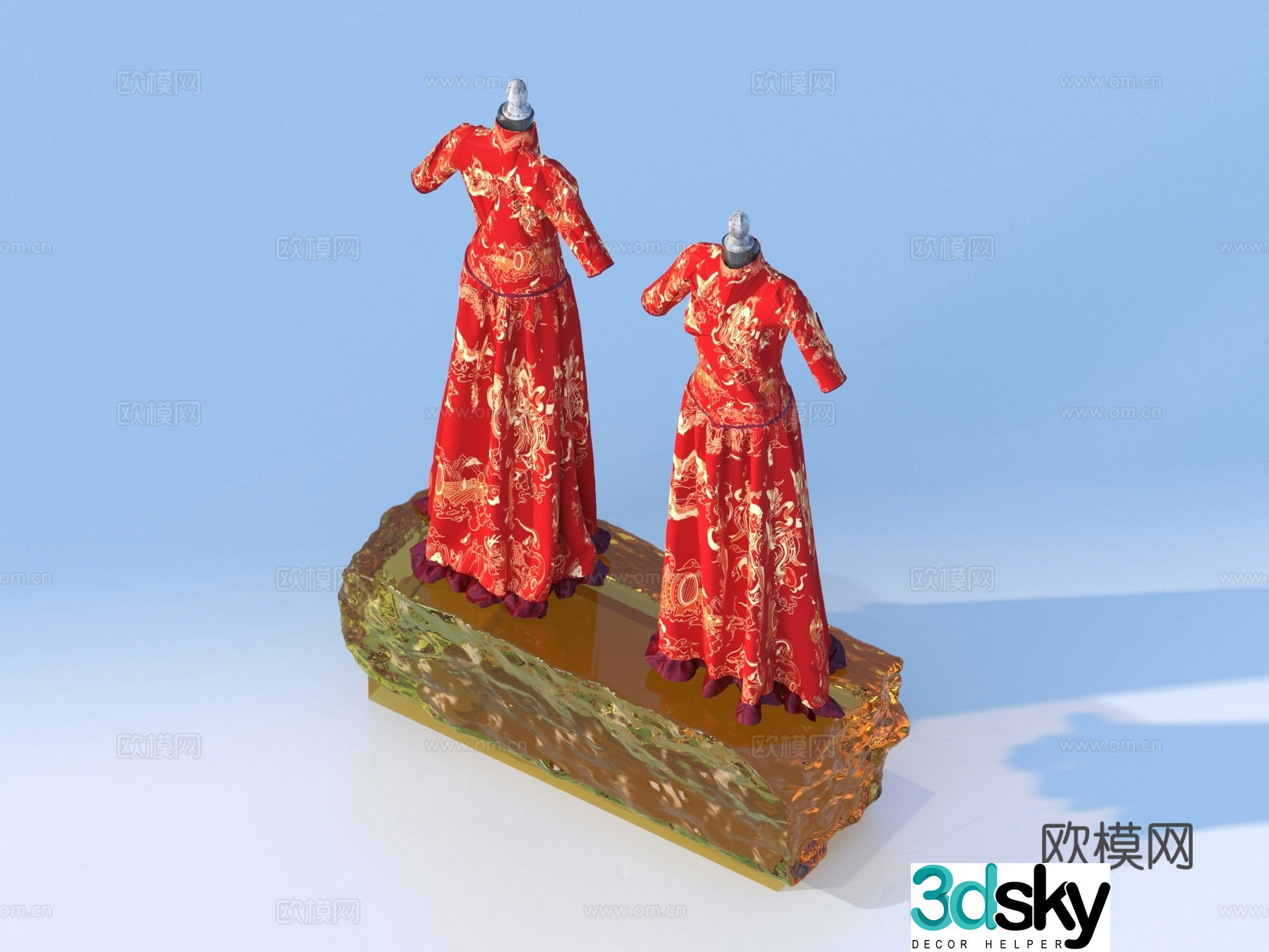 Hanfu women’s skirt cheongsam robe 3d model