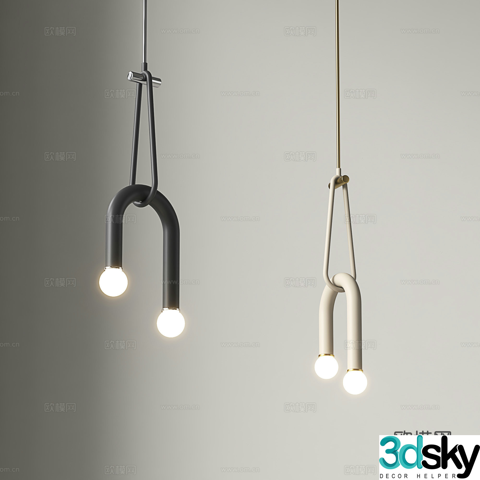 Nordic chandelier U-shaped chandelier 3d model