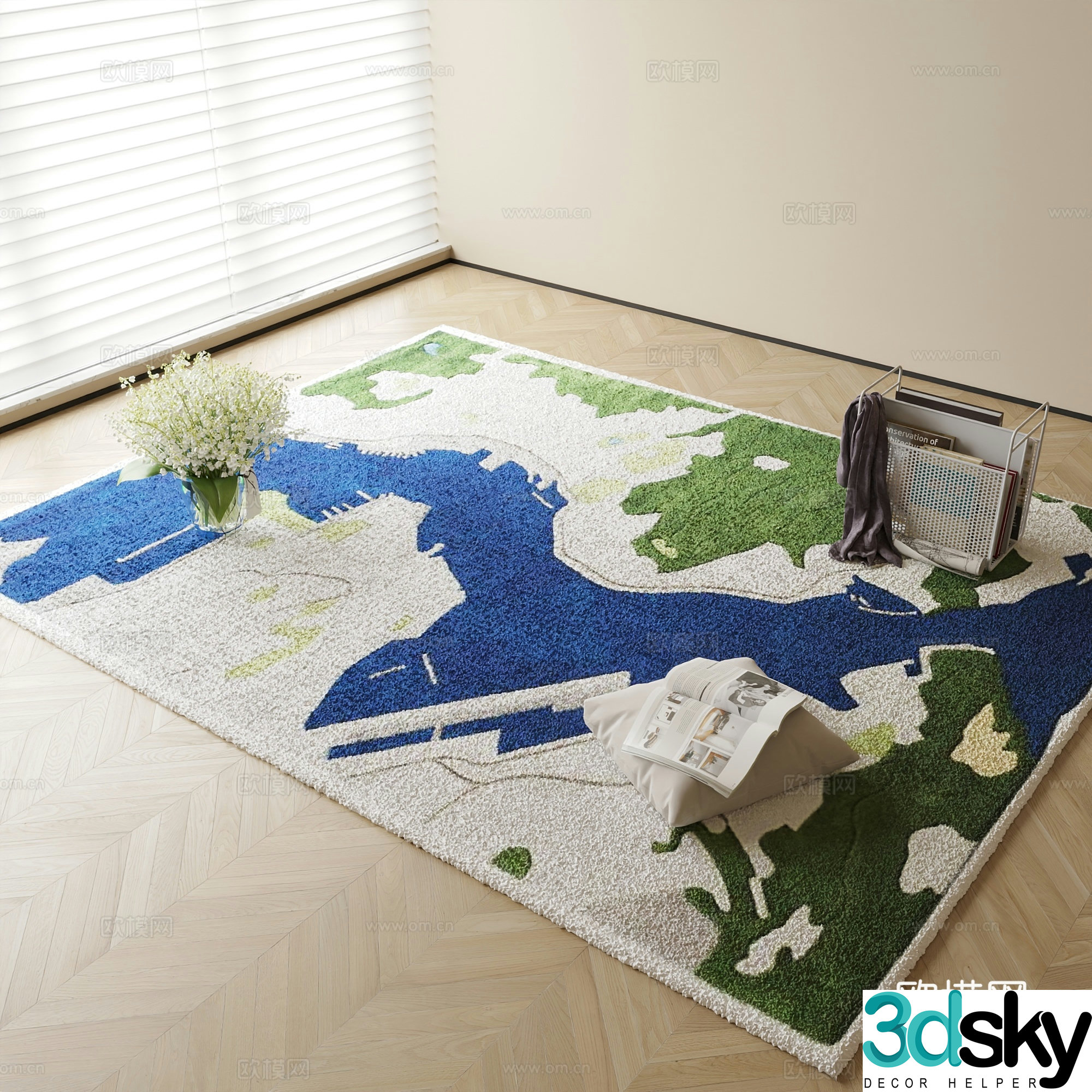 Modern carpet square rug 3d model