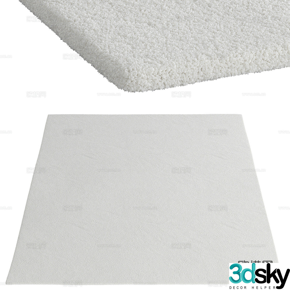 Plush carpet Square carpet 3d model