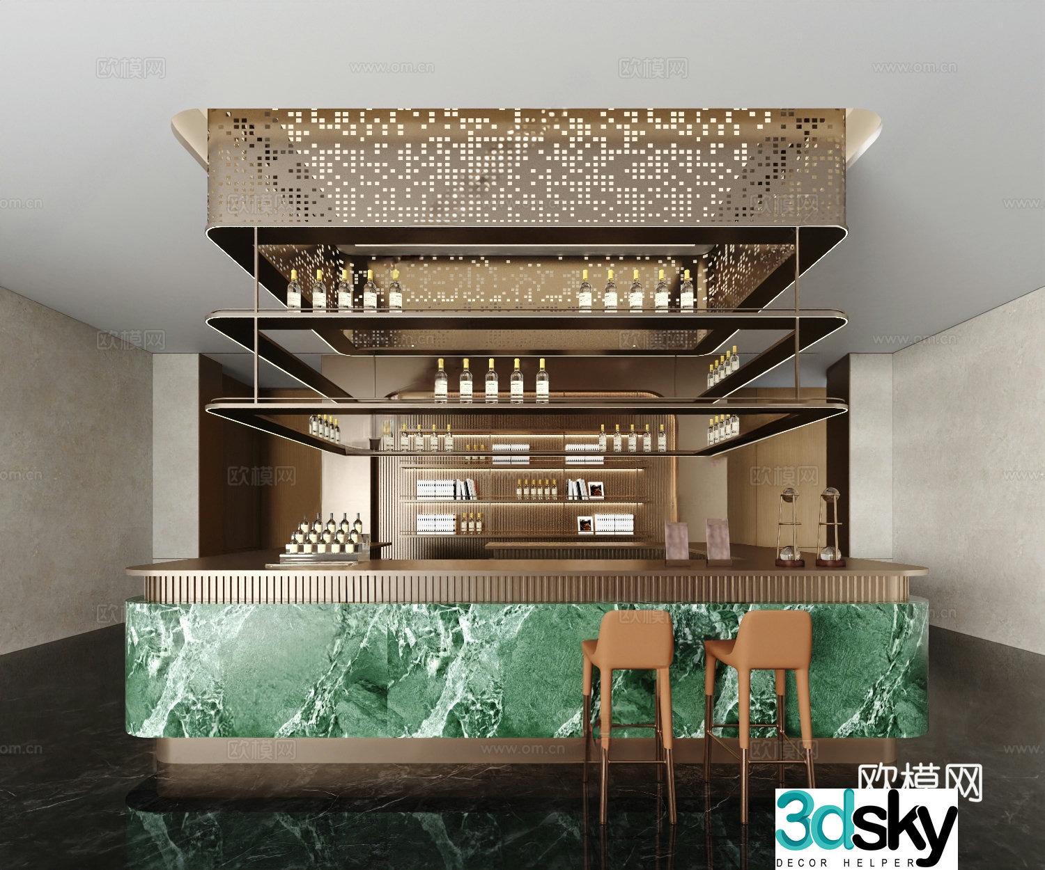 Light luxury bar water bar 3D model